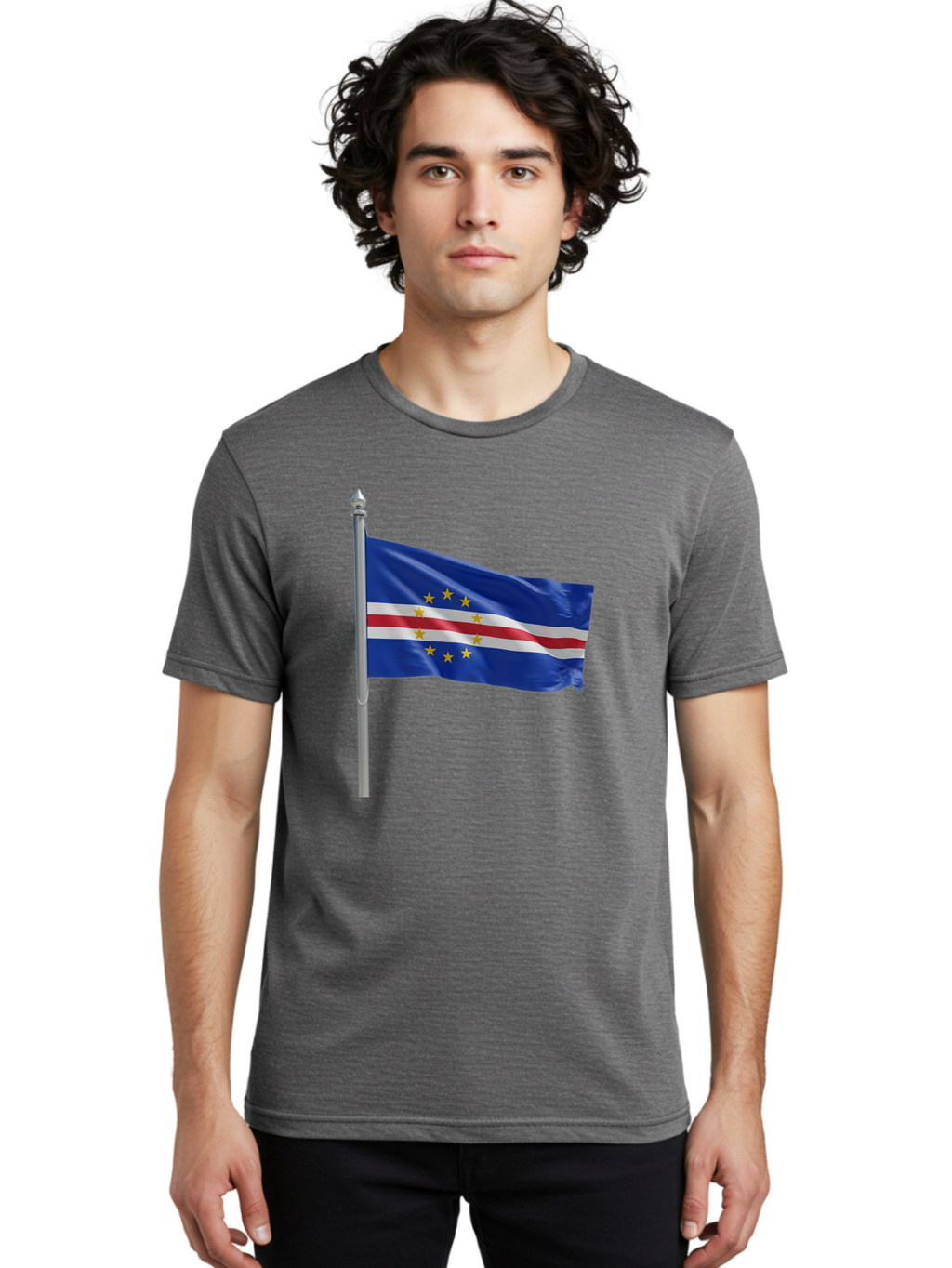 Cape-Verde-Flag Men'S Graphic Tee, 100% Cotton, Comfortable Casual Summer Wear, Machine Washable, Vintage Camera, Old Camera, Antique Camera, Black Camera, Classic Photography, Photography Equipment, Nostalgic Device, Film Camera, Camera Art Bal941