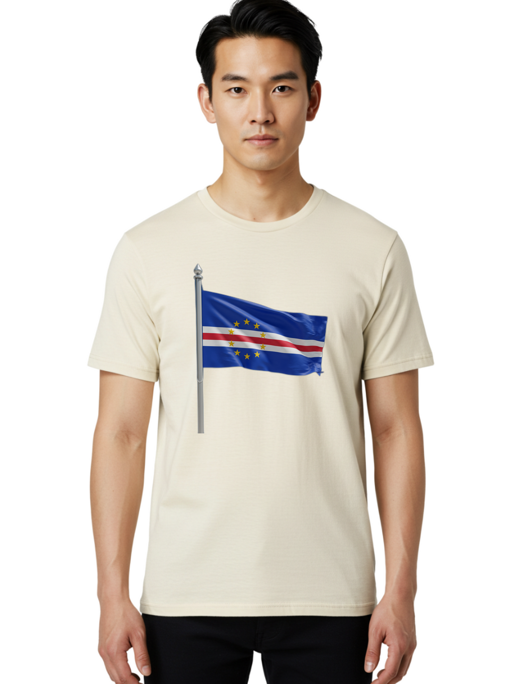 Cape-Verde-Flag Men'S Graphic Tee, 100% Cotton, Comfortable Casual Summer Wear, Machine Washable, Vintage Camera, Old Camera, Antique Camera, Black Camera, Classic Photography, Photography Equipment, Nostalgic Device, Film Camera, Camera Art Bal941