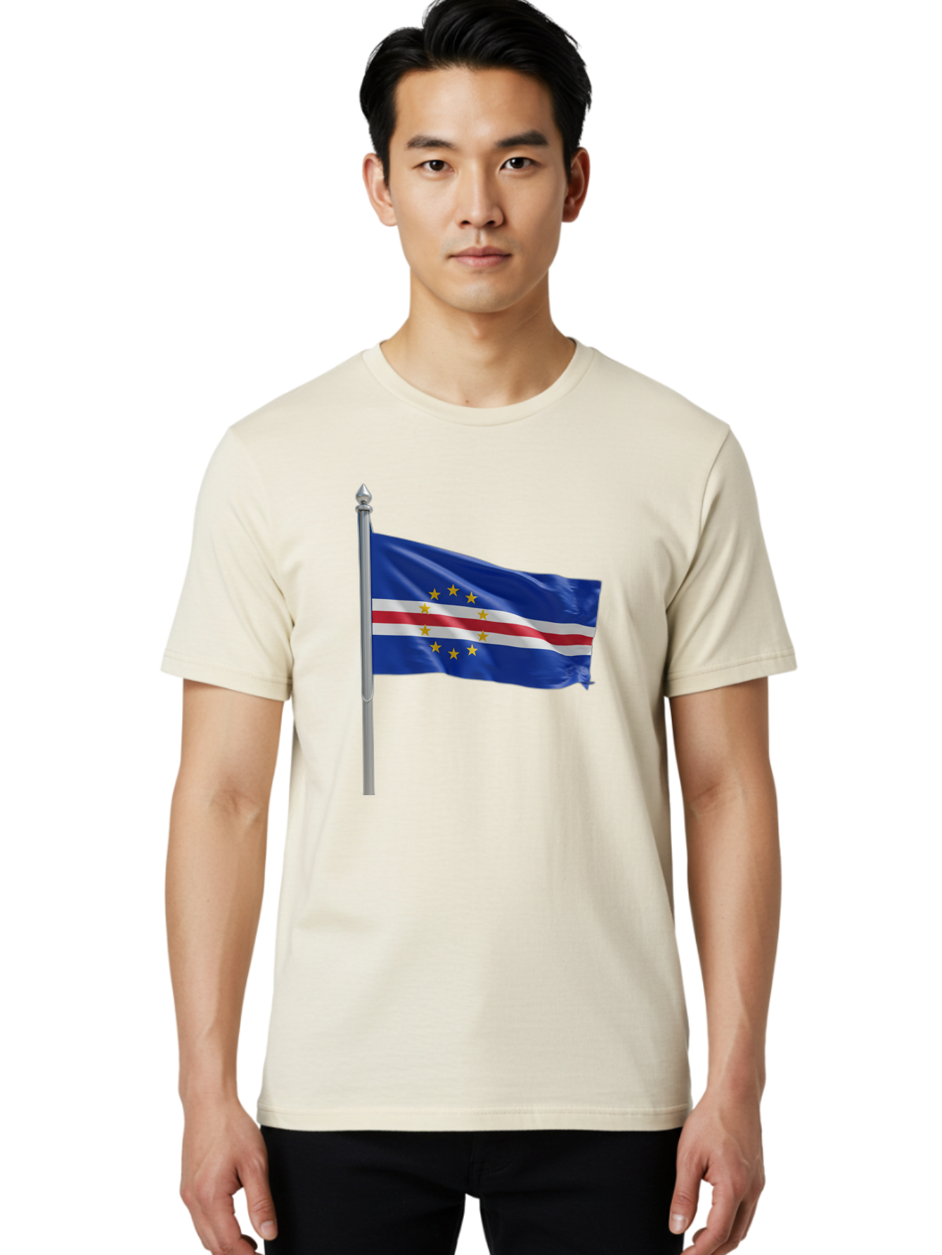 Cape-Verde-Flag Men'S Graphic Tee, 100% Cotton, Comfortable Casual Summer Wear, Machine Washable, Vintage Camera, Old Camera, Antique Camera, Black Camera, Classic Photography, Photography Equipment, Nostalgic Device, Film Camera, Camera Art Bal941