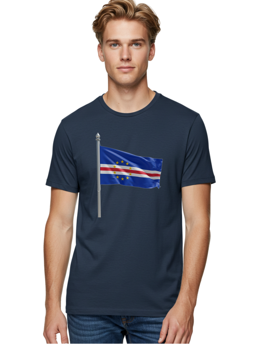 Cape-Verde-Flag Men'S Graphic Tee, 100% Cotton, Comfortable Casual Summer Wear, Machine Washable, Vintage Camera, Old Camera, Antique Camera, Black Camera, Classic Photography, Photography Equipment, Nostalgic Device, Film Camera, Camera Art Bal941