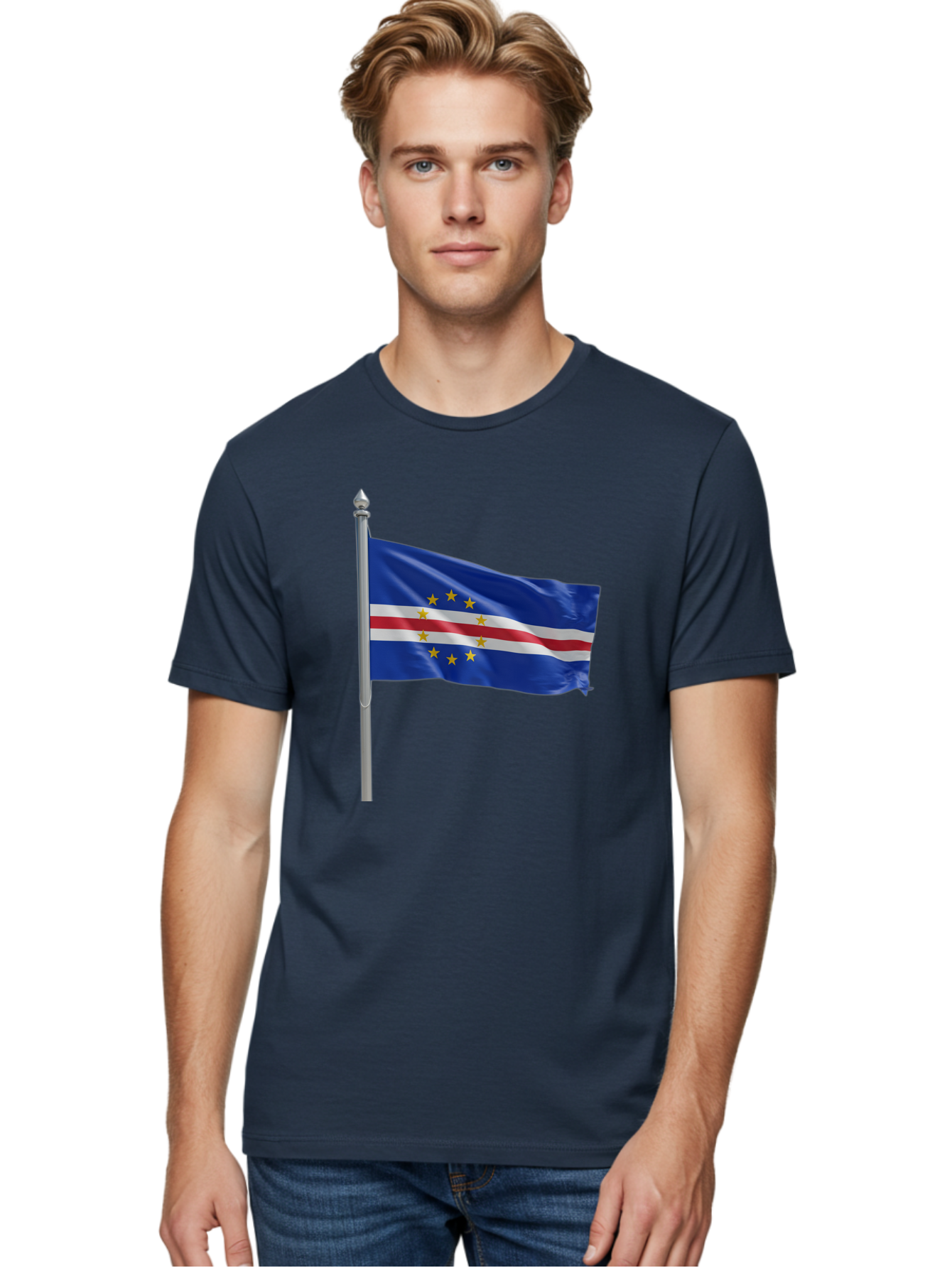Cape-Verde-Flag Men'S Graphic Tee, 100% Cotton, Comfortable Casual Summer Wear, Machine Washable, Vintage Camera, Old Camera, Antique Camera, Black Camera, Classic Photography, Photography Equipment, Nostalgic Device, Film Camera, Camera Art Bal941