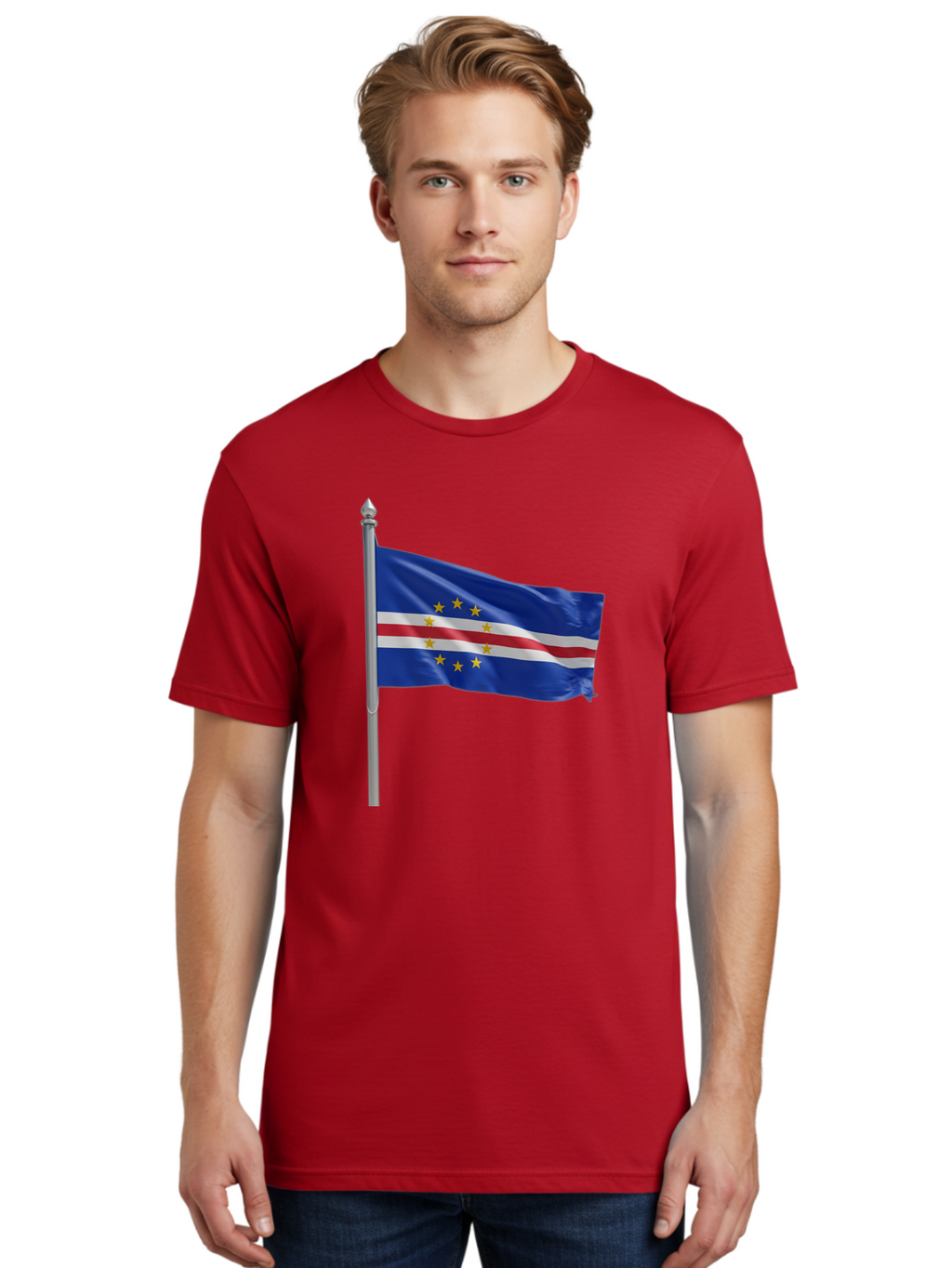 Cape-Verde-Flag Men'S Graphic Tee, 100% Cotton, Comfortable Casual Summer Wear, Machine Washable, Vintage Camera, Old Camera, Antique Camera, Black Camera, Classic Photography, Photography Equipment, Nostalgic Device, Film Camera, Camera Art Bal941