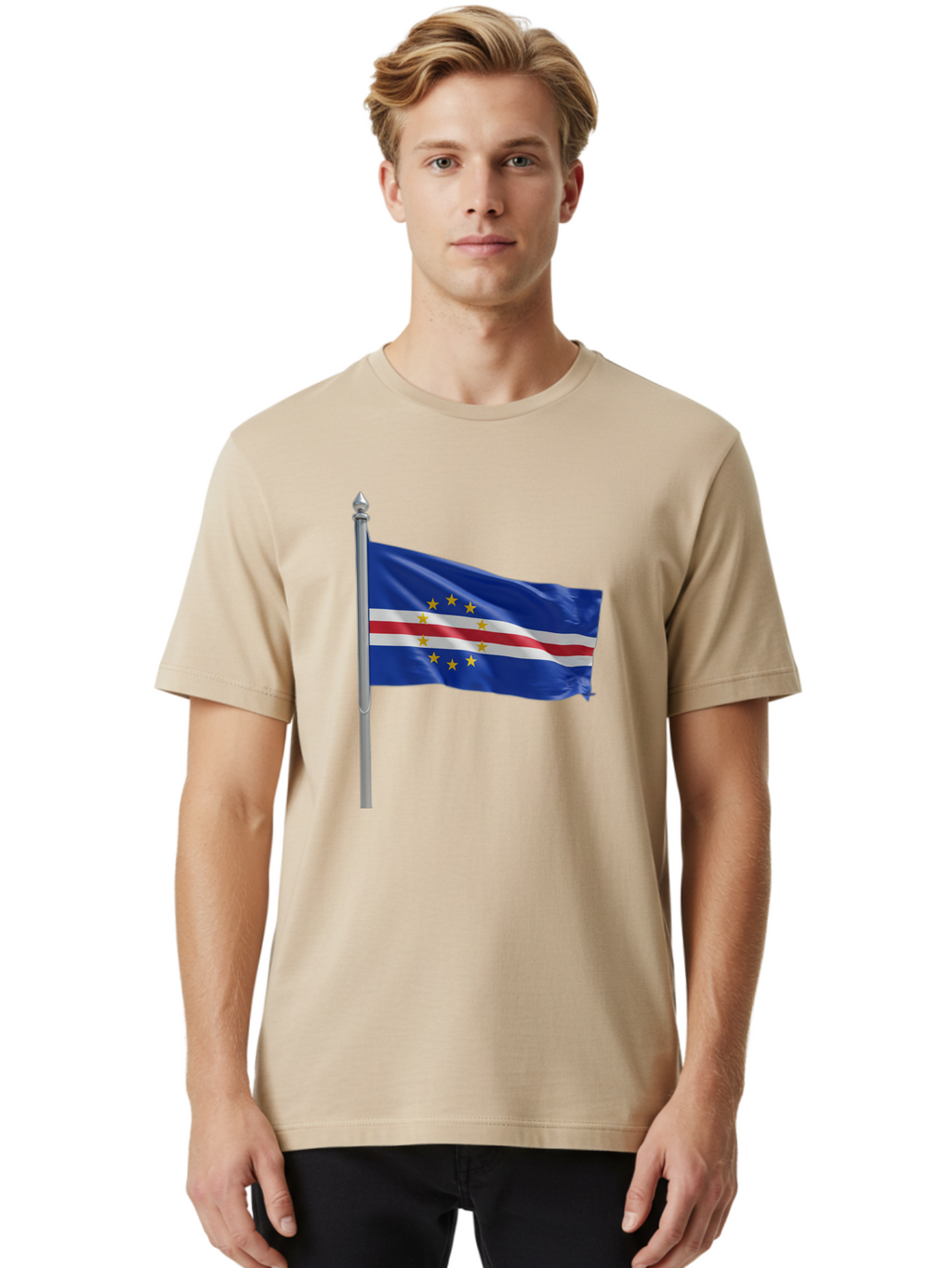 Cape-Verde-Flag Men'S Graphic Tee, 100% Cotton, Comfortable Casual Summer Wear, Machine Washable, Vintage Camera, Old Camera, Antique Camera, Black Camera, Classic Photography, Photography Equipment, Nostalgic Device, Film Camera, Camera Art Bal941