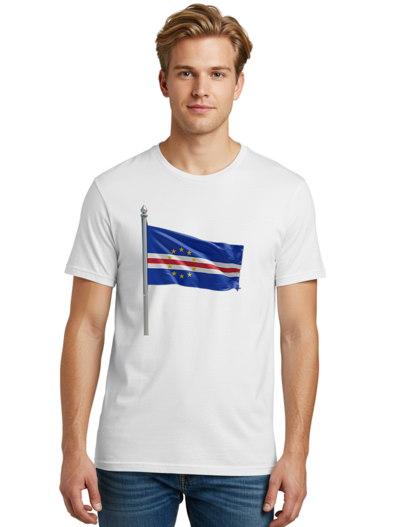 Cape-Verde-Flag Men'S Graphic Tee, 100% Cotton, Comfortable Casual Summer Wear, Machine Washable, Vintage Camera, Old Camera, Antique Camera, Black Camera, Classic Photography, Photography Equipment, Nostalgic Device, Film Camera, Camera Art Bal941
