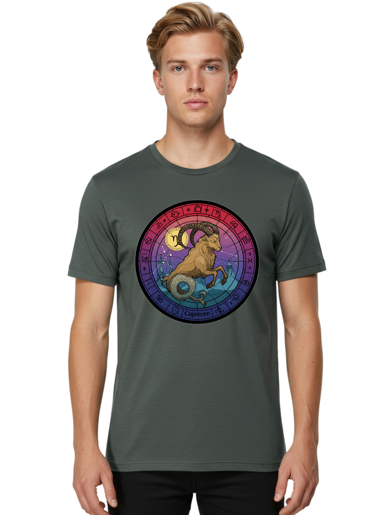 Capricorn-Zodiac-1 Men'S Graphic Tee, 100% Cotton, Comfortable Casual Summer Wear, Machine Washable, Vintage Camera, Old Camera, Antique Camera, Black Camera, Classic Photography, Photography Equipment, Nostalgic Device, Film Camera, Bal942