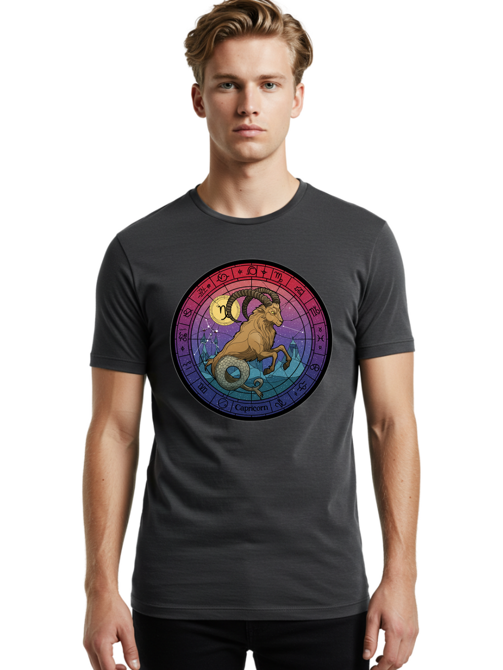 Capricorn-Zodiac-1 Men'S Graphic Tee, 100% Cotton, Comfortable Casual Summer Wear, Machine Washable, Vintage Camera, Old Camera, Antique Camera, Black Camera, Classic Photography, Photography Equipment, Nostalgic Device, Film Camera, Bal942