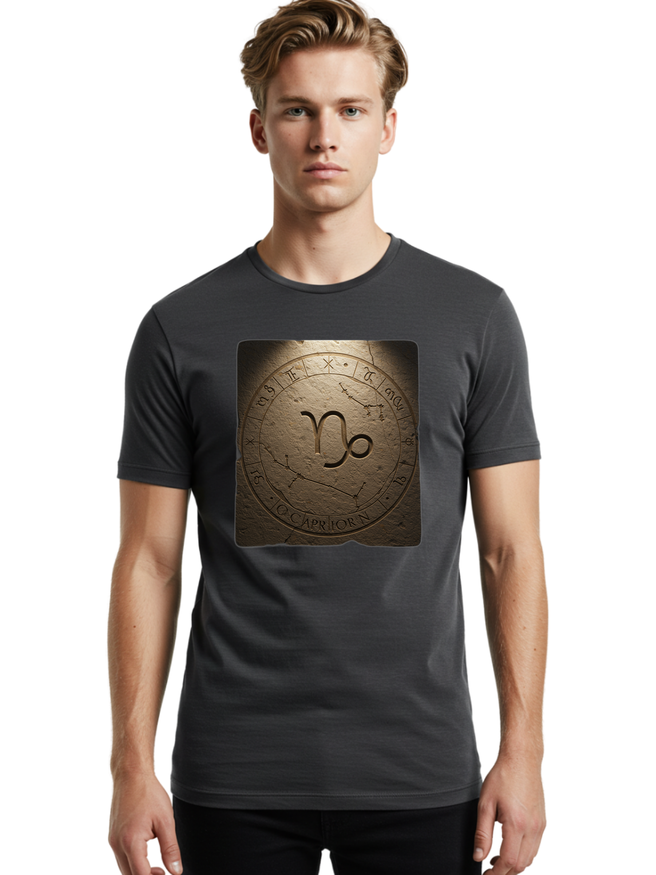 Capricorn-Zodiac-Seal Men'S Graphic Tee, 100% Cotton, Comfortable Casual Summer Wear, Machine Washable, Vintage Camera, Old Camera, Antique Camera, Black Camera, Classic Photography, Photography Equipment, Nostalgic Device, Film Camera, Bal943