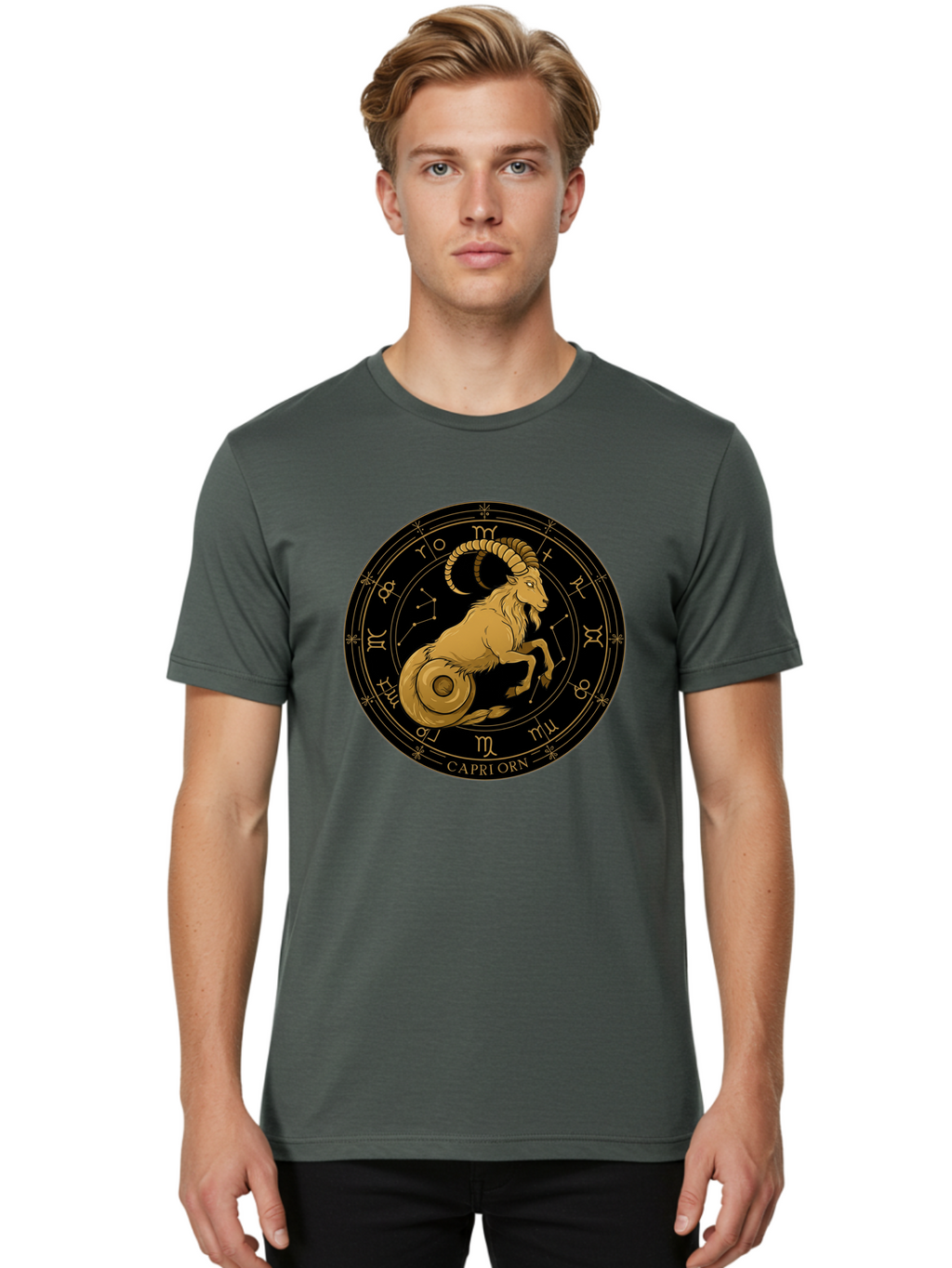Capricorn-Zodiac-Sign-1 Men'S Graphic Tee, 100% Cotton, Comfortable Casual Summer Wear, Machine Washable, Vintage Camera, Old Camera, Antique Camera, Black Camera, Classic Photography, Photography Equipment, Nostalgic Device, Film Camera, Bal944
