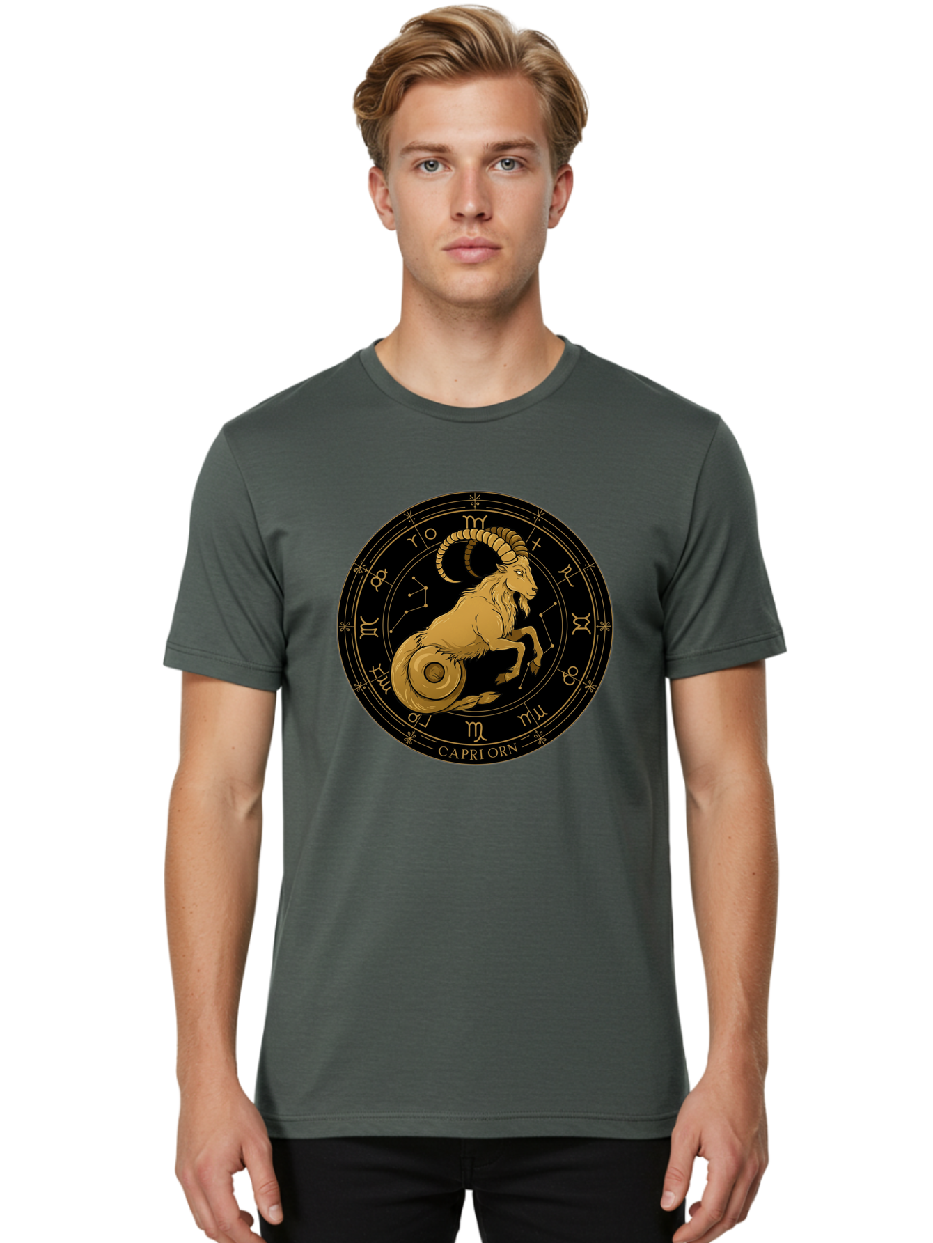 Capricorn-Zodiac-Sign-1 Men'S Graphic Tee, 100% Cotton, Comfortable Casual Summer Wear, Machine Washable, Vintage Camera, Old Camera, Antique Camera, Black Camera, Classic Photography, Photography Equipment, Nostalgic Device, Film Camera, Bal944