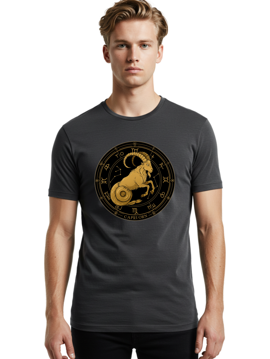 Capricorn-Zodiac-Sign-1 Men'S Graphic Tee, 100% Cotton, Comfortable Casual Summer Wear, Machine Washable, Vintage Camera, Old Camera, Antique Camera, Black Camera, Classic Photography, Photography Equipment, Nostalgic Device, Film Camera, Bal944