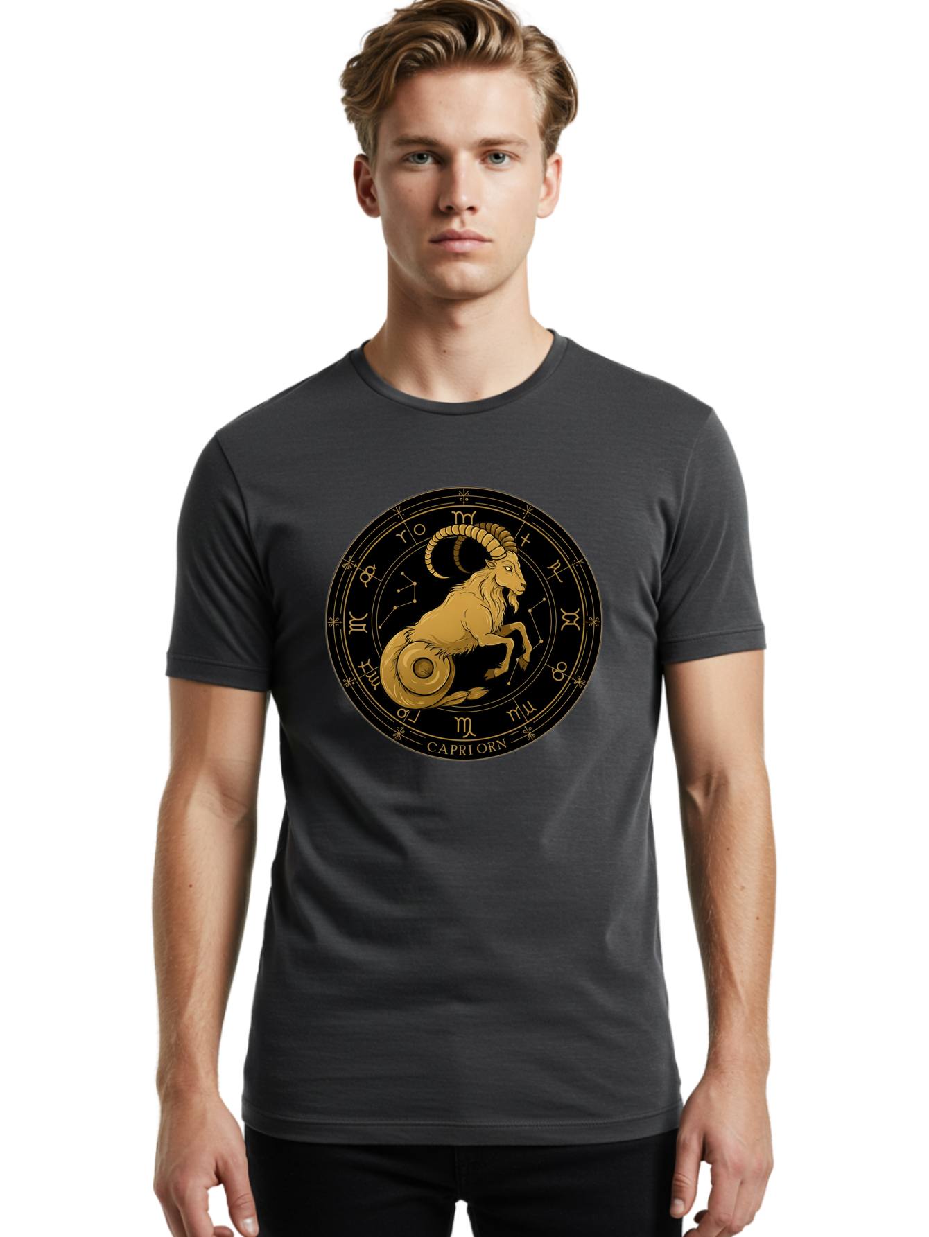 Capricorn-Zodiac-Sign-1 Men'S Graphic Tee, 100% Cotton, Comfortable Casual Summer Wear, Machine Washable, Vintage Camera, Old Camera, Antique Camera, Black Camera, Classic Photography, Photography Equipment, Nostalgic Device, Film Camera, Bal944