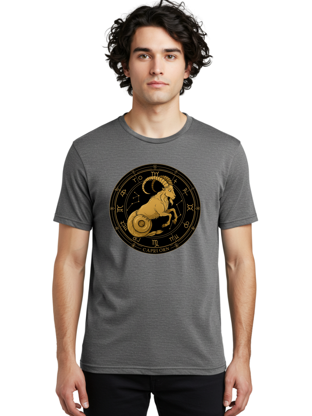 Capricorn-Zodiac-Sign-1 Men'S Graphic Tee, 100% Cotton, Comfortable Casual Summer Wear, Machine Washable, Vintage Camera, Old Camera, Antique Camera, Black Camera, Classic Photography, Photography Equipment, Nostalgic Device, Film Camera, Bal944