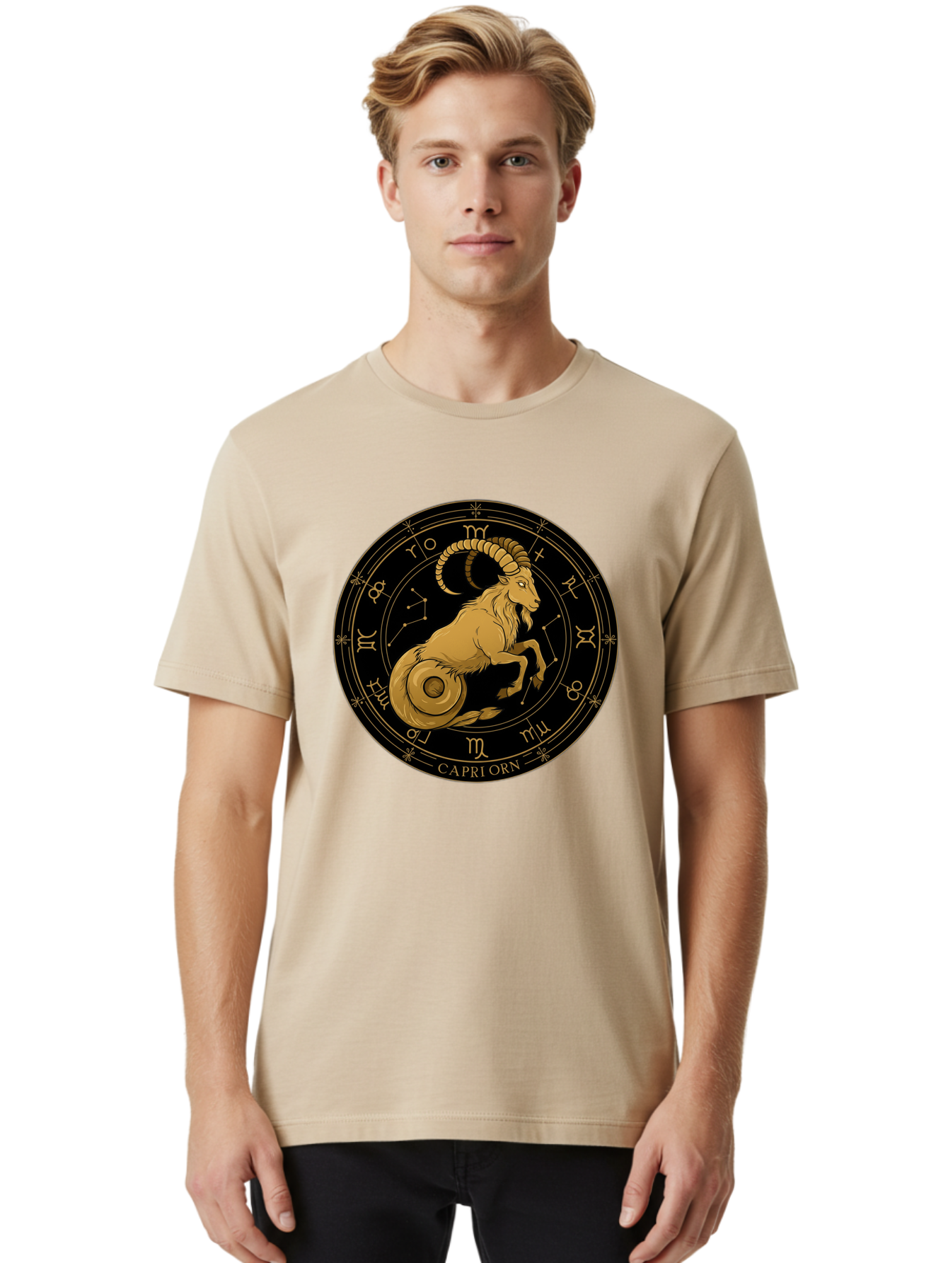Capricorn-Zodiac-Sign-1 Men'S Graphic Tee, 100% Cotton, Comfortable Casual Summer Wear, Machine Washable, Vintage Camera, Old Camera, Antique Camera, Black Camera, Classic Photography, Photography Equipment, Nostalgic Device, Film Camera, Bal944