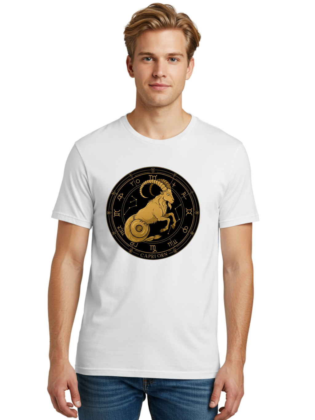 Capricorn-Zodiac-Sign-1 Men'S Graphic Tee, 100% Cotton, Comfortable Casual Summer Wear, Machine Washable, Vintage Camera, Old Camera, Antique Camera, Black Camera, Classic Photography, Photography Equipment, Nostalgic Device, Film Camera, Bal944