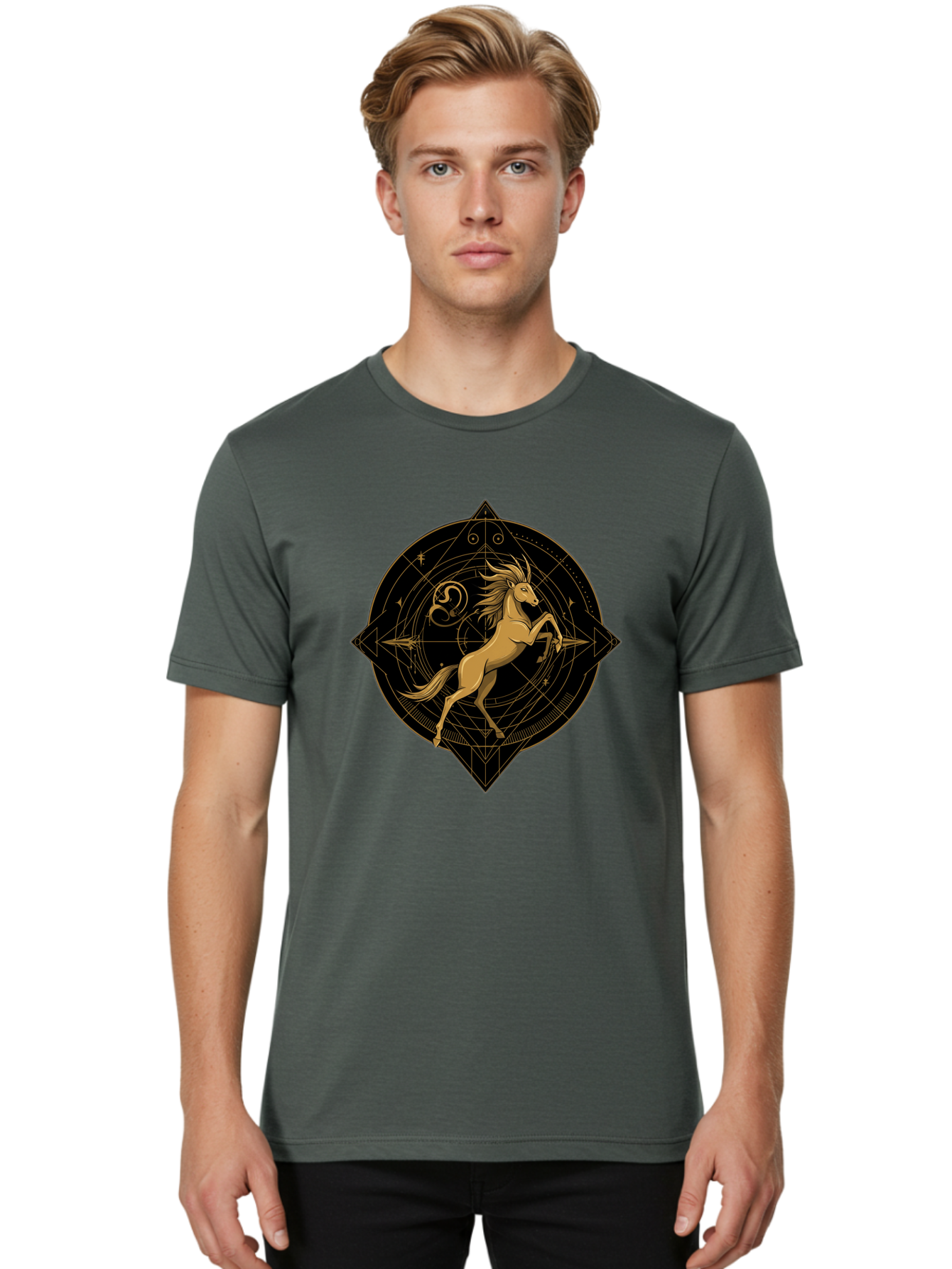 Capricorn-Zodiac-Symbol Men'S Graphic Tee, 100% Cotton, Comfortable Casual Summer Wear, Machine Washable, Vintage Camera, Old Camera, Antique Camera, Black Camera, Classic Photography, Photography Equipment, Nostalgic Device, Film Camera, Bal946