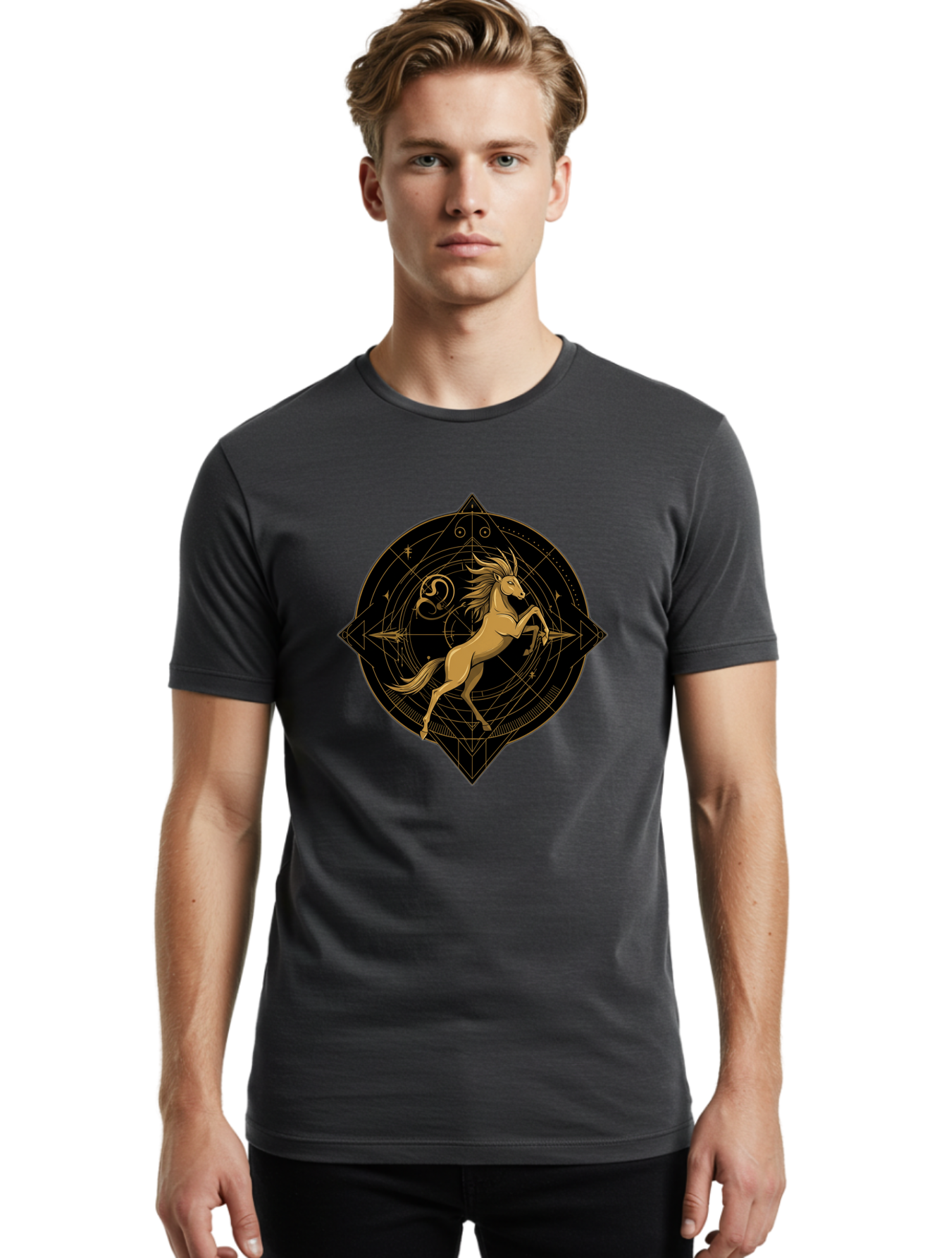 Capricorn-Zodiac-Symbol Men'S Graphic Tee, 100% Cotton, Comfortable Casual Summer Wear, Machine Washable, Vintage Camera, Old Camera, Antique Camera, Black Camera, Classic Photography, Photography Equipment, Nostalgic Device, Film Camera, Bal946