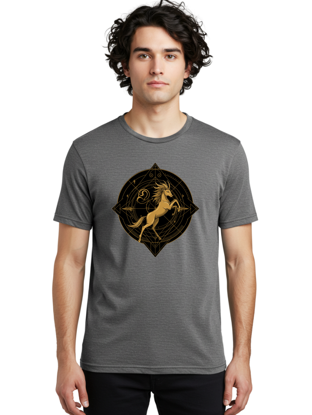 Capricorn-Zodiac-Symbol Men'S Graphic Tee, 100% Cotton, Comfortable Casual Summer Wear, Machine Washable, Vintage Camera, Old Camera, Antique Camera, Black Camera, Classic Photography, Photography Equipment, Nostalgic Device, Film Camera, Bal946
