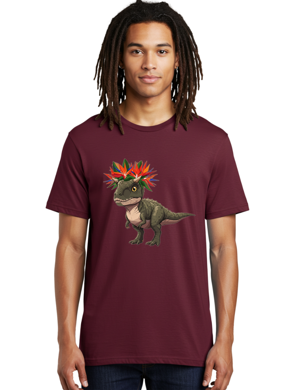 Carnotaurus-With-Flowers Men'S Graphic Tee, 100% Cotton, Comfortable Casual Summer Wear, Machine Washable, Vintage Camera, Old Camera, Antique Camera, Black Camera, Classic Photography, Photography Equipment, Nostalgic Device, Film Camera, Bal949