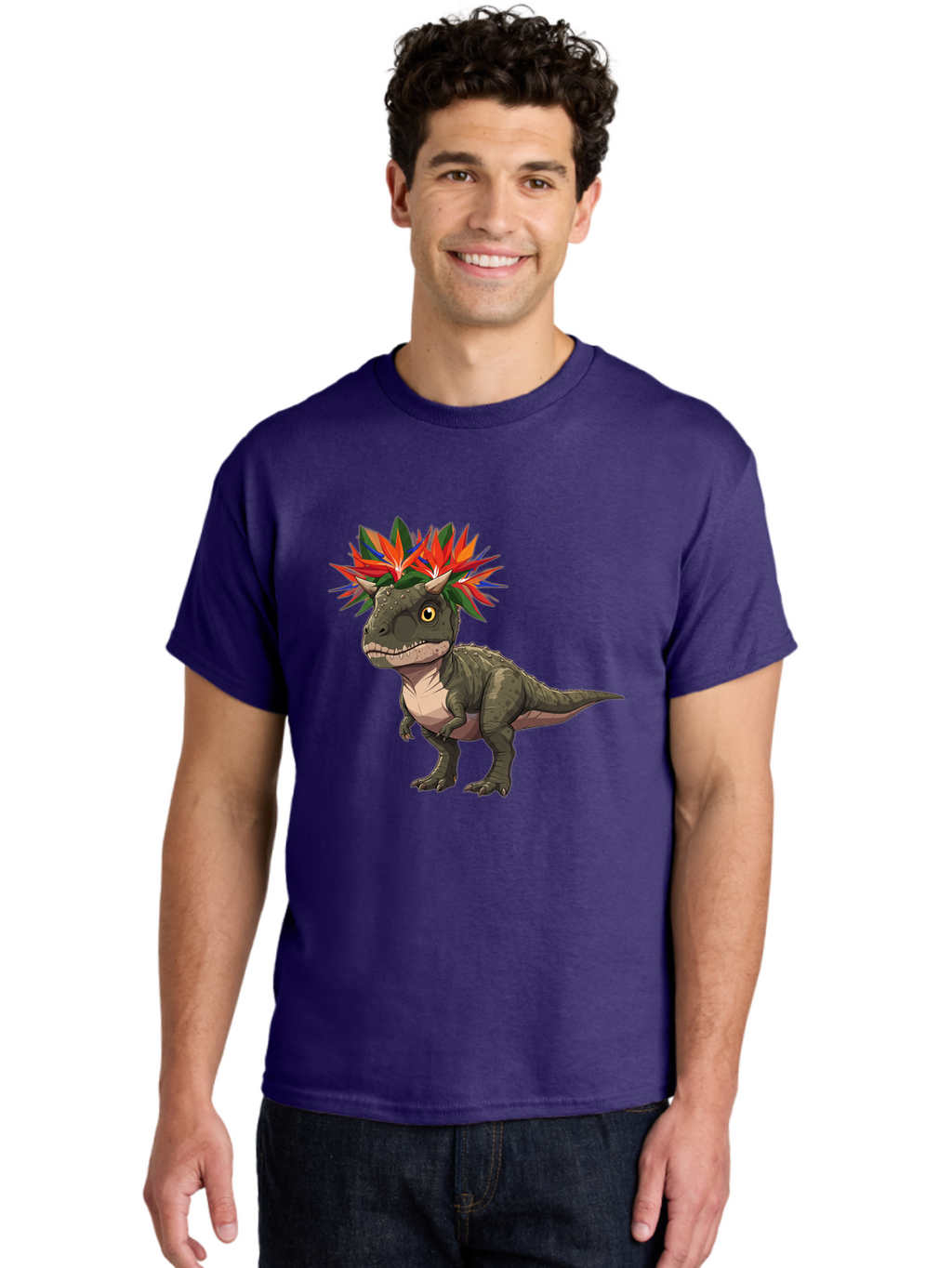 Carnotaurus-With-Flowers Men'S Graphic Tee, 100% Cotton, Comfortable Casual Summer Wear, Machine Washable, Vintage Camera, Old Camera, Antique Camera, Black Camera, Classic Photography, Photography Equipment, Nostalgic Device, Film Camera, Bal949