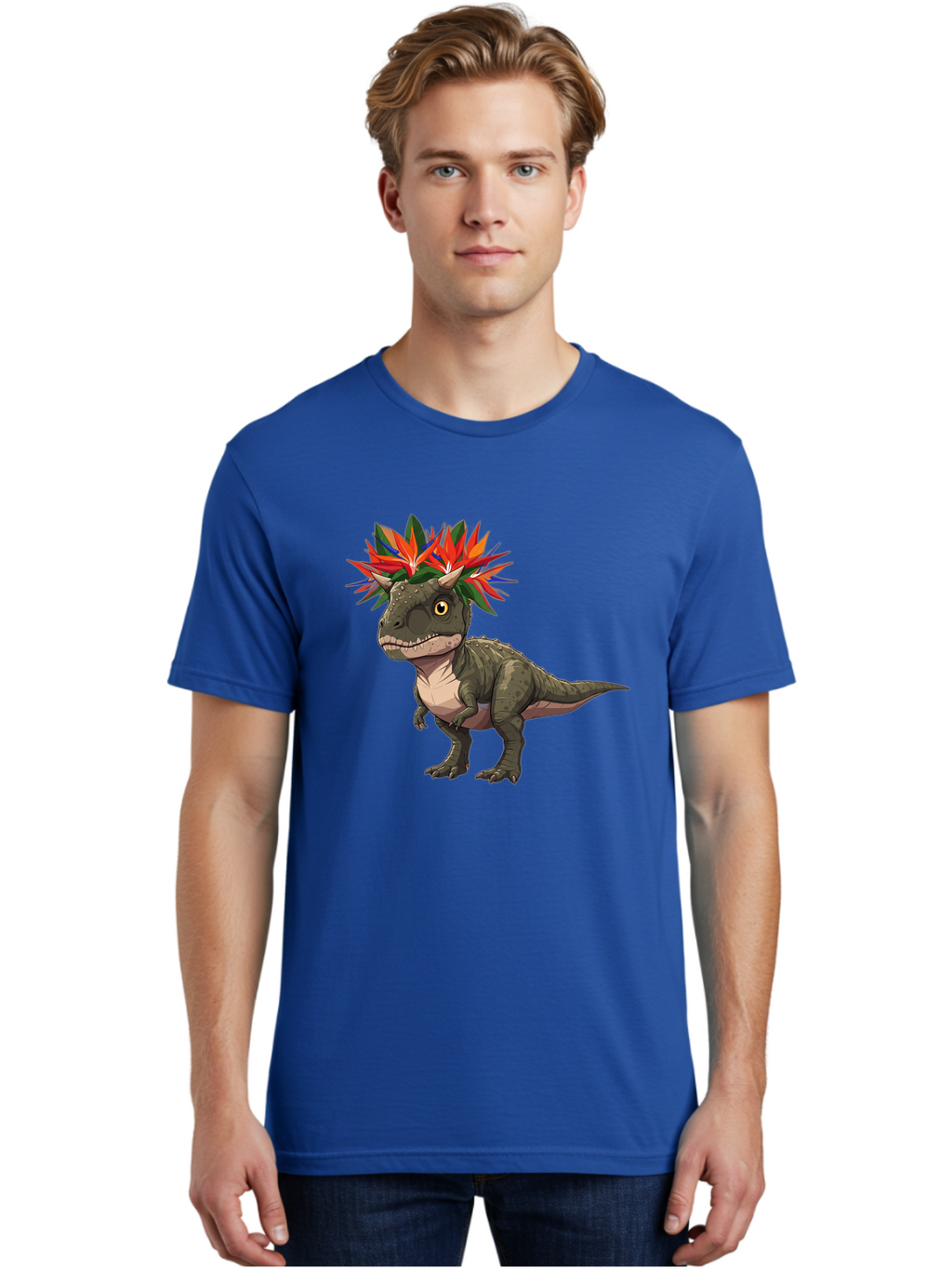 Carnotaurus-With-Flowers Men'S Graphic Tee, 100% Cotton, Comfortable Casual Summer Wear, Machine Washable, Vintage Camera, Old Camera, Antique Camera, Black Camera, Classic Photography, Photography Equipment, Nostalgic Device, Film Camera, Bal949