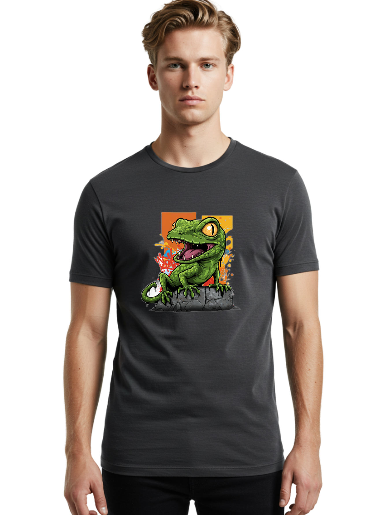 Cartoon-Lizard Men'S Graphic Tee, 100% Cotton, Comfortable Casual Summer Wear, Machine Washable, Vintage Camera, Old Camera, Antique Camera, Black Camera, Classic Photography, Photography Equipment, Nostalgic Device, Film Camera, Camera Art Bal952