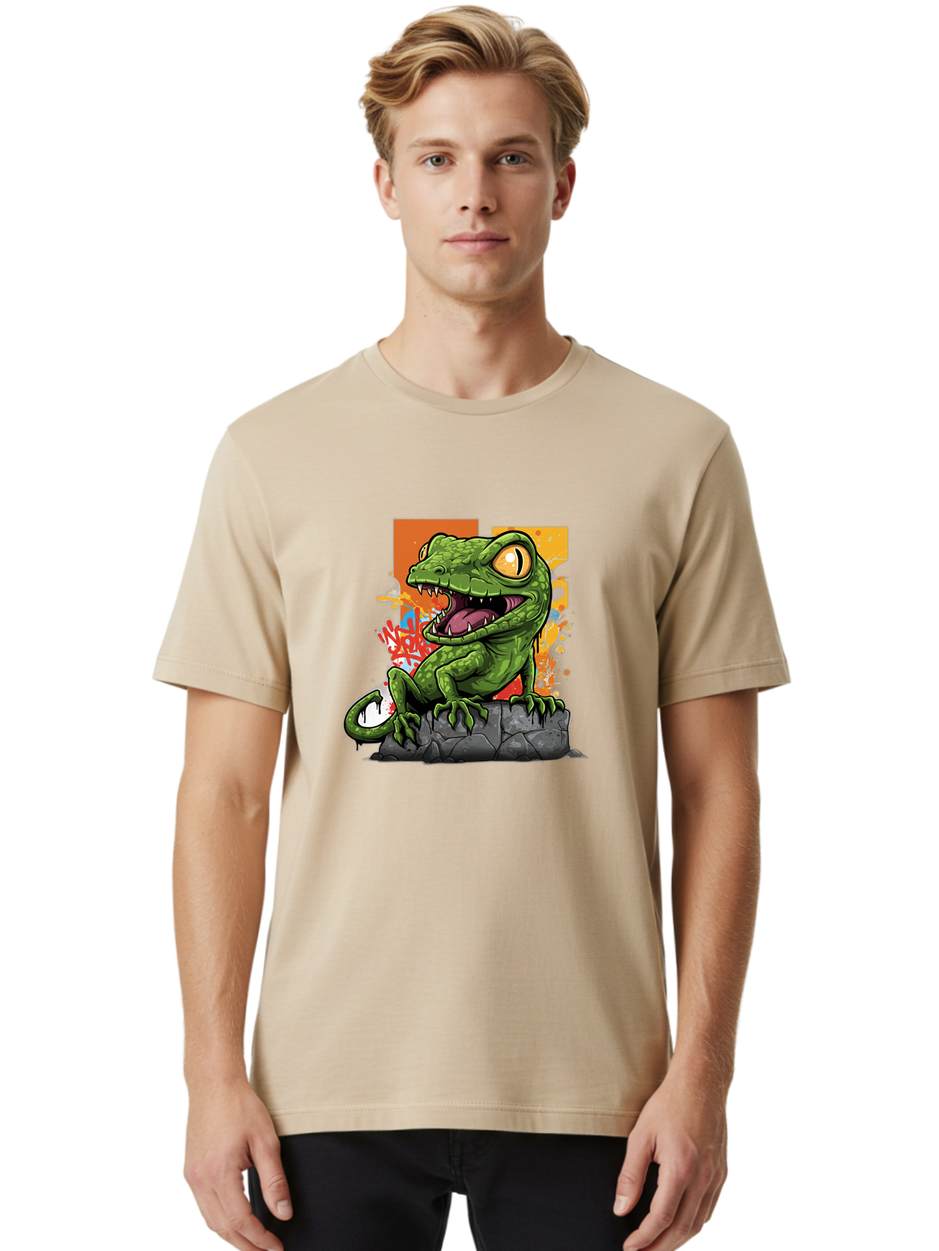 Cartoon-Lizard Men'S Graphic Tee, 100% Cotton, Comfortable Casual Summer Wear, Machine Washable, Vintage Camera, Old Camera, Antique Camera, Black Camera, Classic Photography, Photography Equipment, Nostalgic Device, Film Camera, Camera Art Bal952