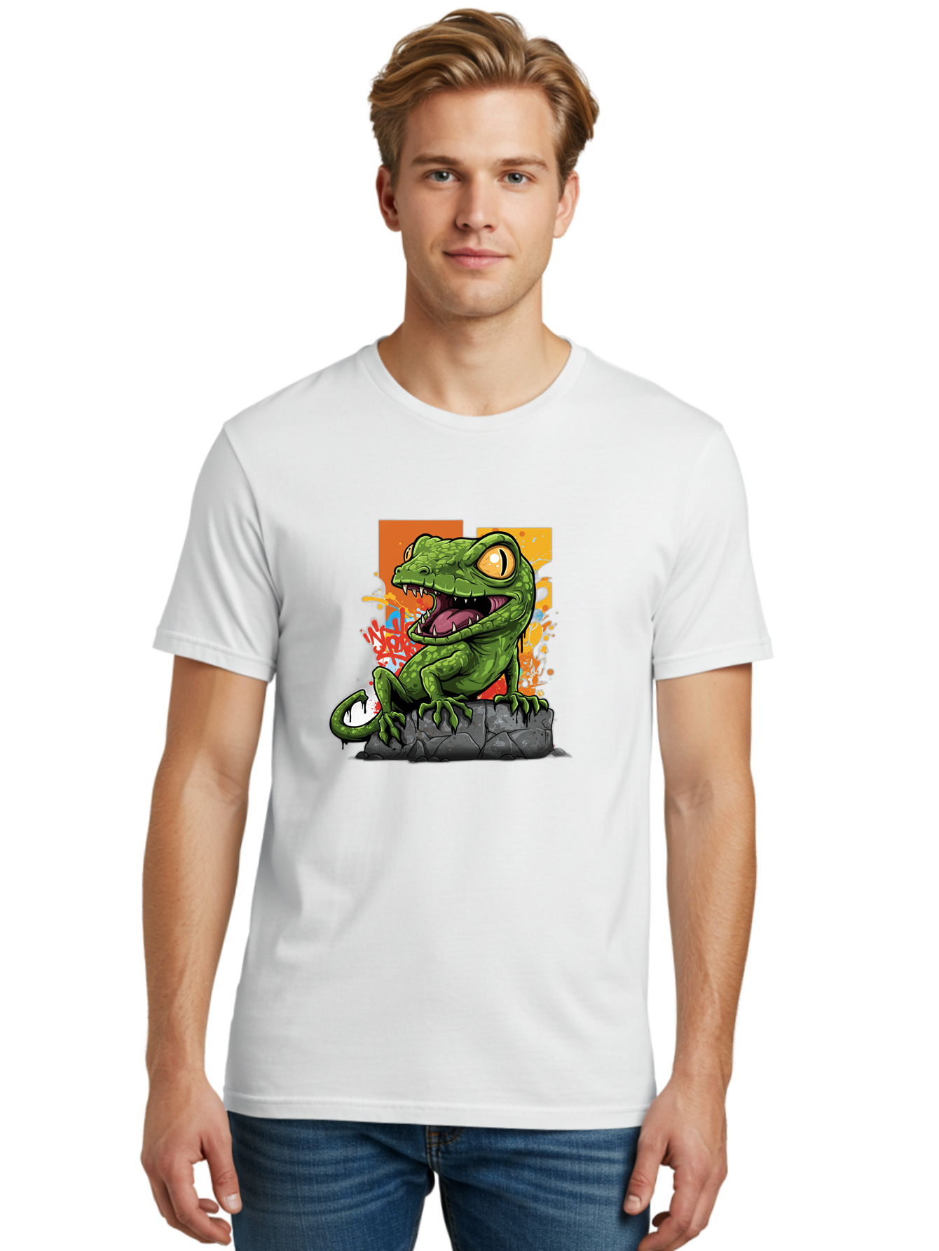 Cartoon-Lizard Men'S Graphic Tee, 100% Cotton, Comfortable Casual Summer Wear, Machine Washable, Vintage Camera, Old Camera, Antique Camera, Black Camera, Classic Photography, Photography Equipment, Nostalgic Device, Film Camera, Camera Art Bal952