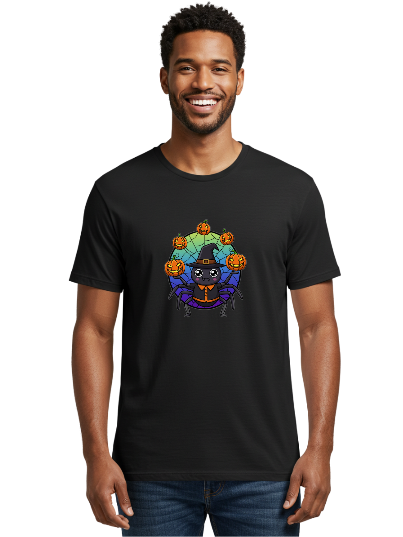Cartoon-Spider-Wearing-Witch-Hat Men'S Graphic Tee, 100% Cotton, Comfortable Casual Summer Wear, Machine Washable, Vintage Camera, Old Camera, Antique Camera, Black Camera, Classic Photography, Photography Equipment, Nostalgic Device, Bal956