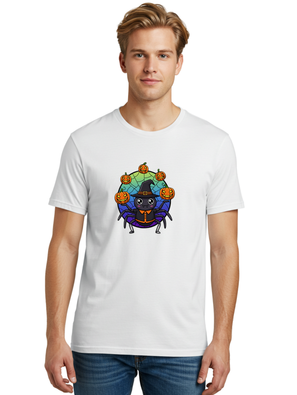 Cartoon-Spider-Wearing-Witch-Hat Men'S Graphic Tee, 100% Cotton, Comfortable Casual Summer Wear, Machine Washable, Vintage Camera, Old Camera, Antique Camera, Black Camera, Classic Photography, Photography Equipment, Nostalgic Device, Bal956