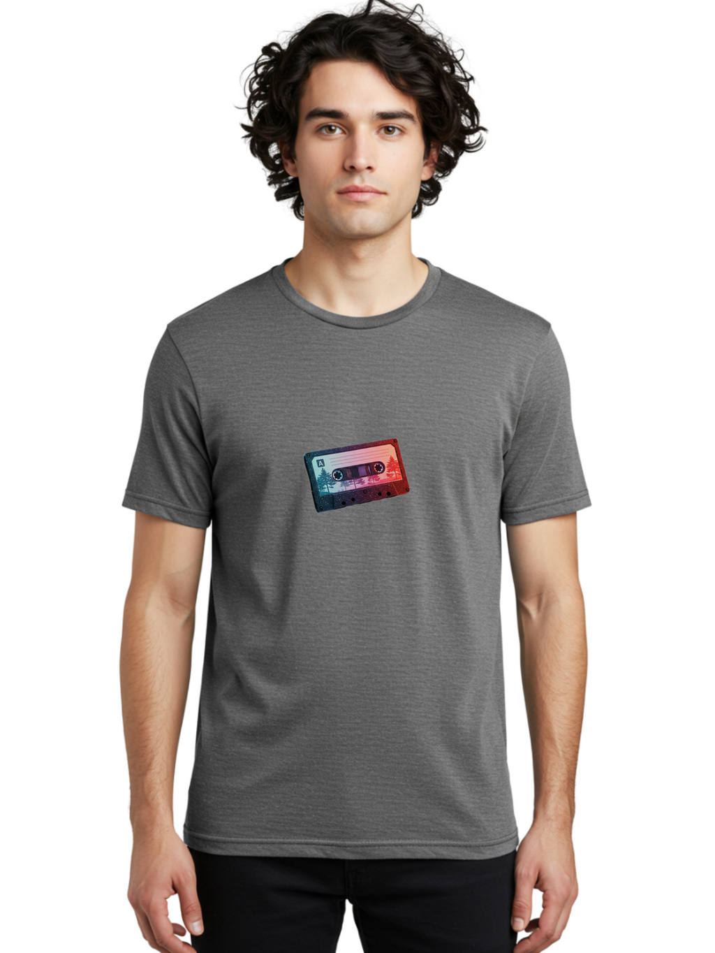 Cassette-Tape-A Men'S Graphic Tee, 100% Cotton, Comfortable Casual Summer Wear, Machine Washable, Vintage Camera, Old Camera, Antique Camera, Black Camera, Classic Photography, Photography Equipment, Nostalgic Device, Film Camera, Camera Art Bal960