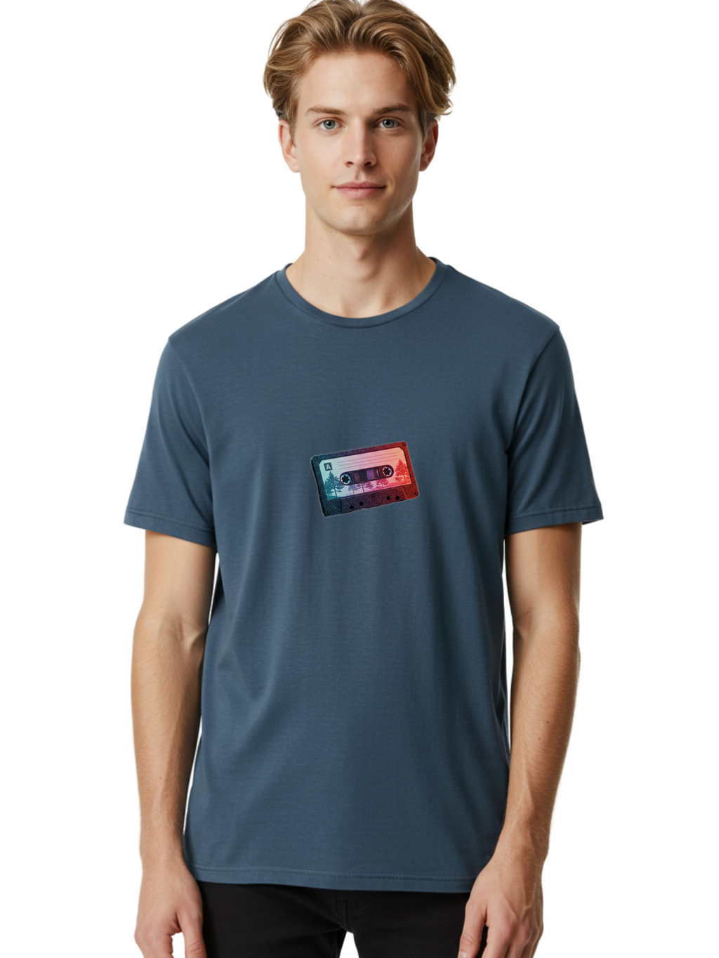 Cassette-Tape-A Men'S Graphic Tee, 100% Cotton, Comfortable Casual Summer Wear, Machine Washable, Vintage Camera, Old Camera, Antique Camera, Black Camera, Classic Photography, Photography Equipment, Nostalgic Device, Film Camera, Camera Art Bal960