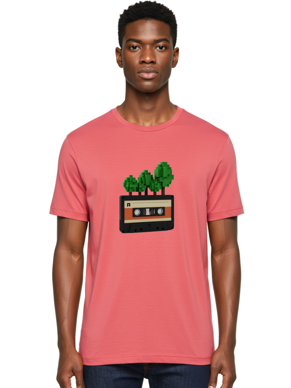 Cassette-Tape-Trees Men'S Graphic Tee, 100% Cotton, Comfortable Casual Summer Wear, Machine Washable, Vintage Camera, Old Camera, Antique Camera, Black Camera, Classic Photography, Photography Equipment, Nostalgic Device, Film Camera, Bal961