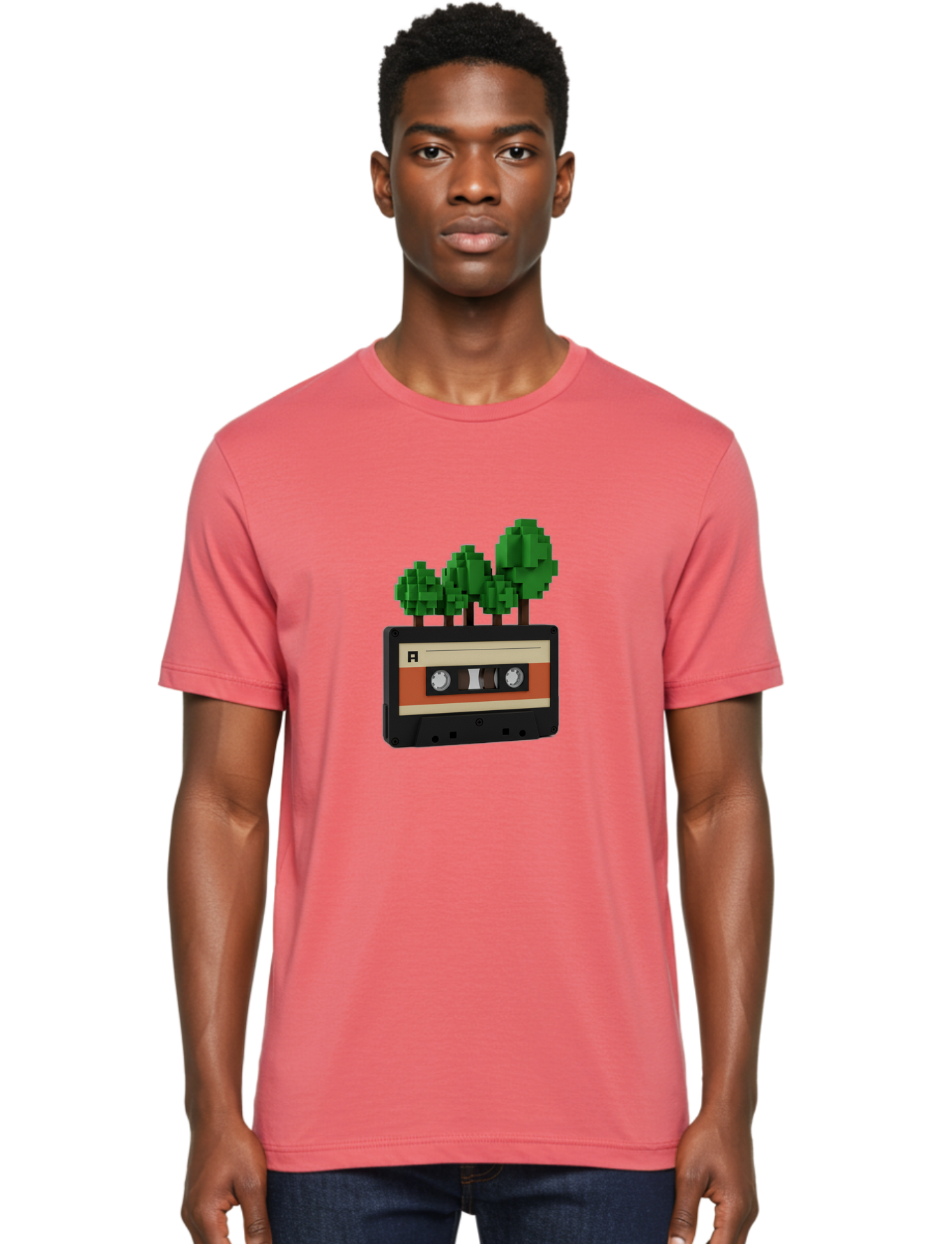 Cassette-Tape-Trees Men'S Graphic Tee, 100% Cotton, Comfortable Casual Summer Wear, Machine Washable, Vintage Camera, Old Camera, Antique Camera, Black Camera, Classic Photography, Photography Equipment, Nostalgic Device, Film Camera, Bal961