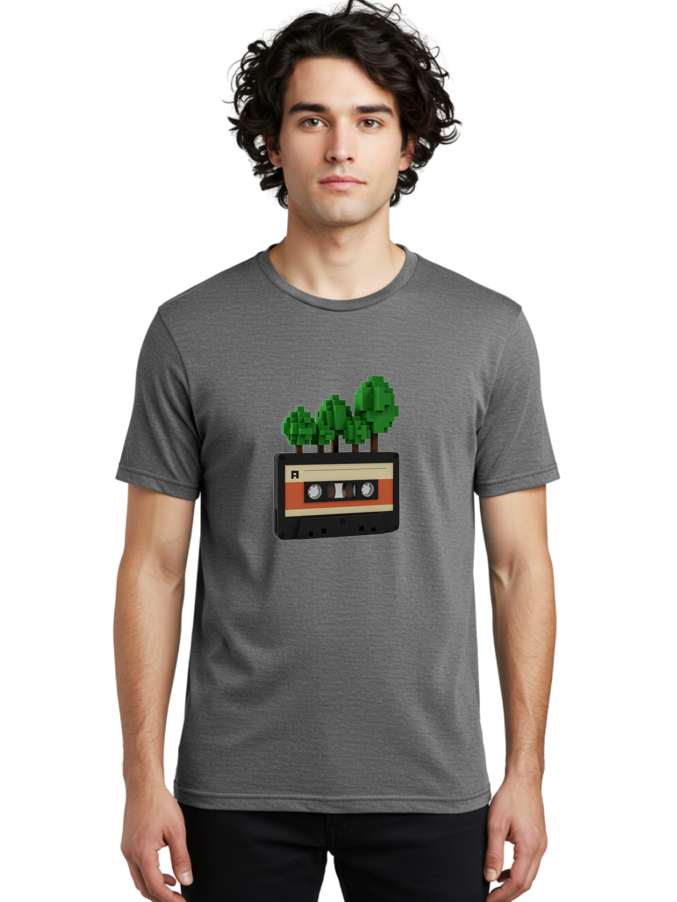 Cassette-Tape-Trees Men'S Graphic Tee, 100% Cotton, Comfortable Casual Summer Wear, Machine Washable, Vintage Camera, Old Camera, Antique Camera, Black Camera, Classic Photography, Photography Equipment, Nostalgic Device, Film Camera, Bal961
