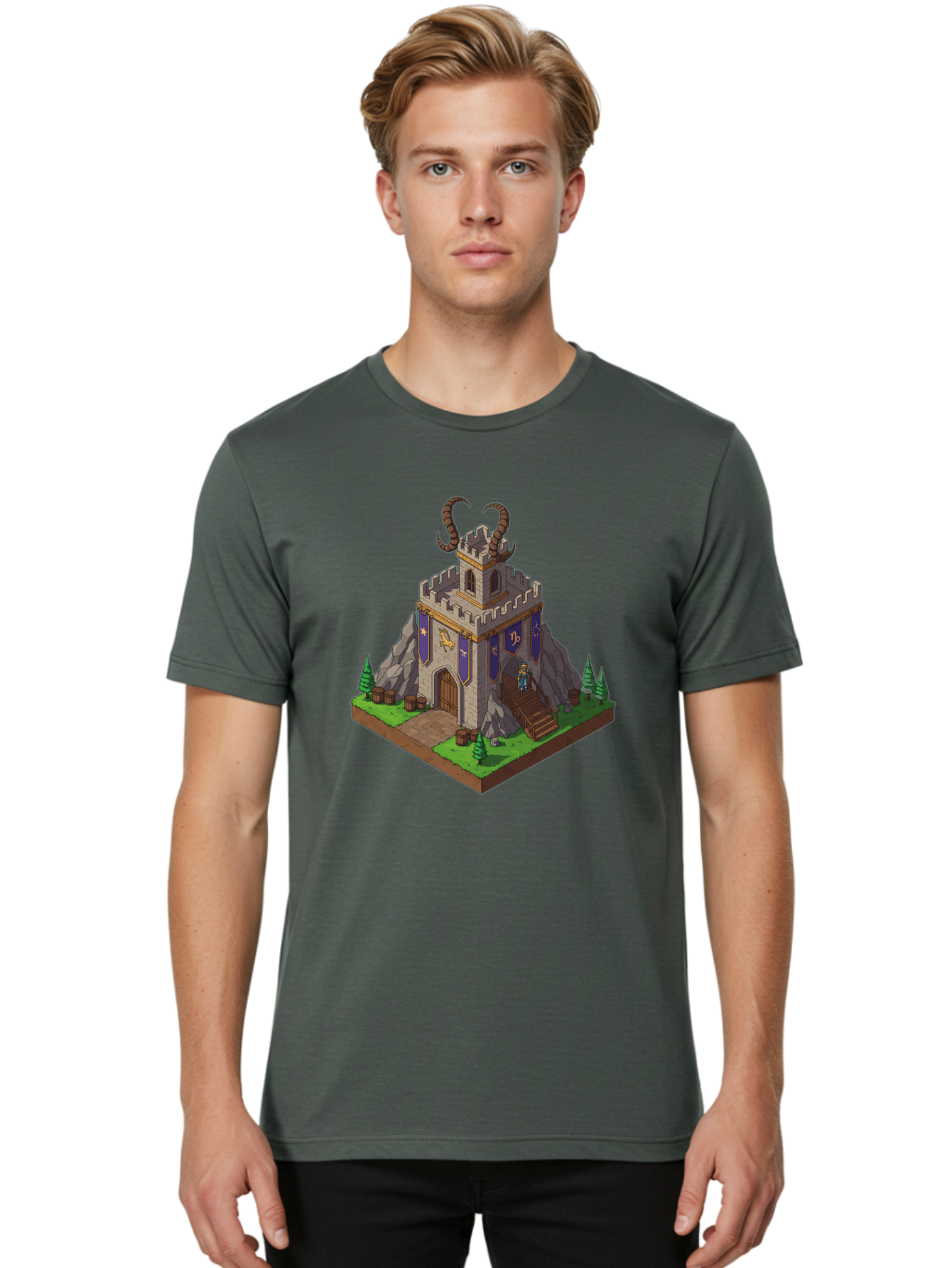 Castle-With-Ram-Horns Men'S Graphic Tee, 100% Cotton, Comfortable Casual Summer Wear, Machine Washable, Vintage Camera, Old Camera, Antique Camera, Black Camera, Classic Photography, Photography Equipment, Nostalgic Device, Film Camera, Bal963