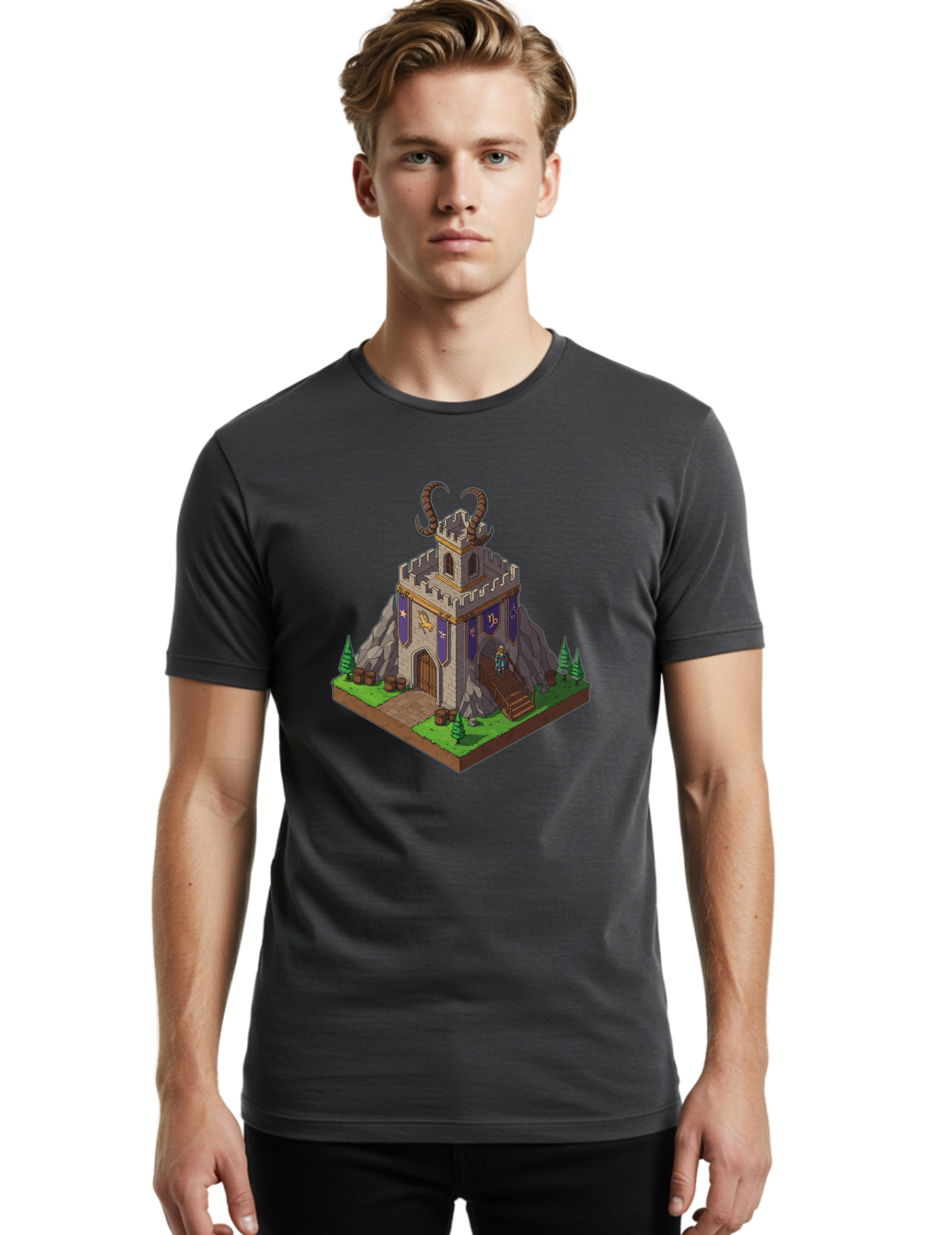 Castle-With-Ram-Horns Men'S Graphic Tee, 100% Cotton, Comfortable Casual Summer Wear, Machine Washable, Vintage Camera, Old Camera, Antique Camera, Black Camera, Classic Photography, Photography Equipment, Nostalgic Device, Film Camera, Bal963