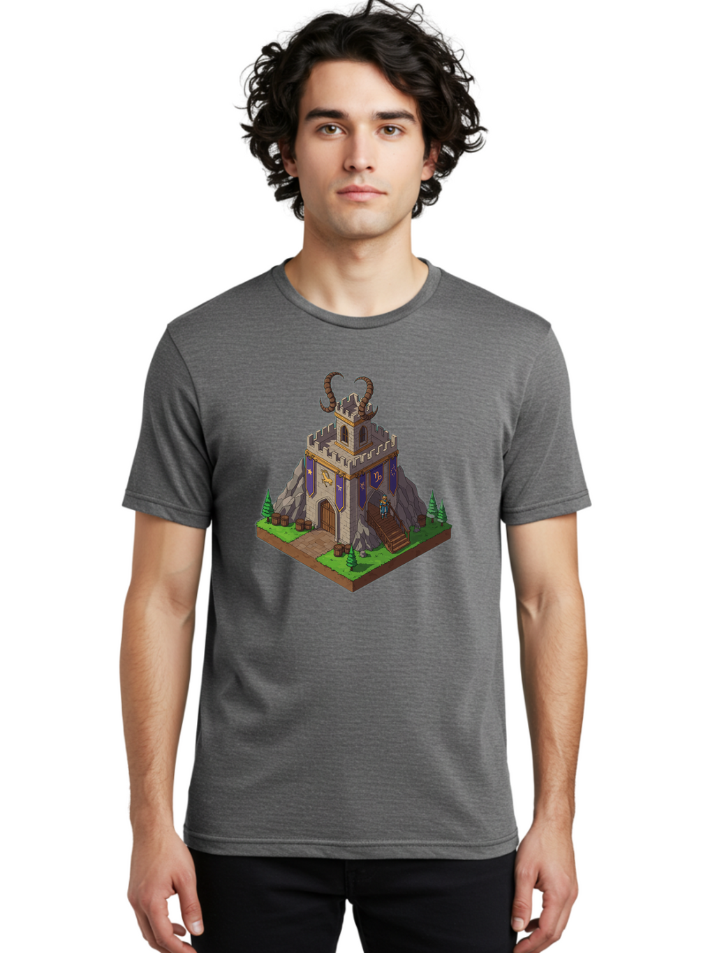 Castle-With-Ram-Horns Men'S Graphic Tee, 100% Cotton, Comfortable Casual Summer Wear, Machine Washable, Vintage Camera, Old Camera, Antique Camera, Black Camera, Classic Photography, Photography Equipment, Nostalgic Device, Film Camera, Bal963