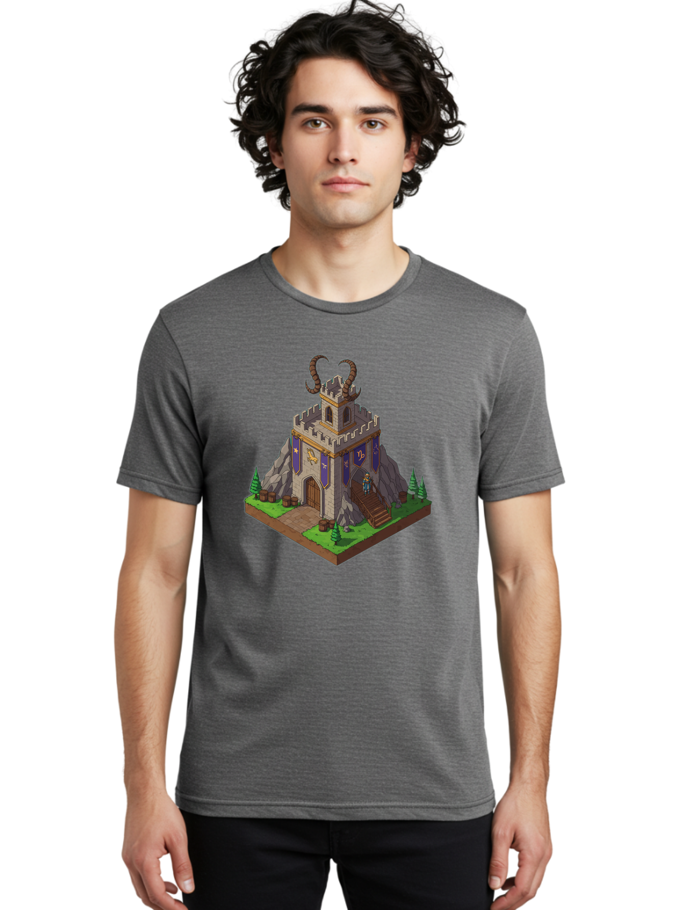 Castle-With-Ram-Horns Men'S Graphic Tee, 100% Cotton, Comfortable Casual Summer Wear, Machine Washable, Vintage Camera, Old Camera, Antique Camera, Black Camera, Classic Photography, Photography Equipment, Nostalgic Device, Film Camera, Bal963