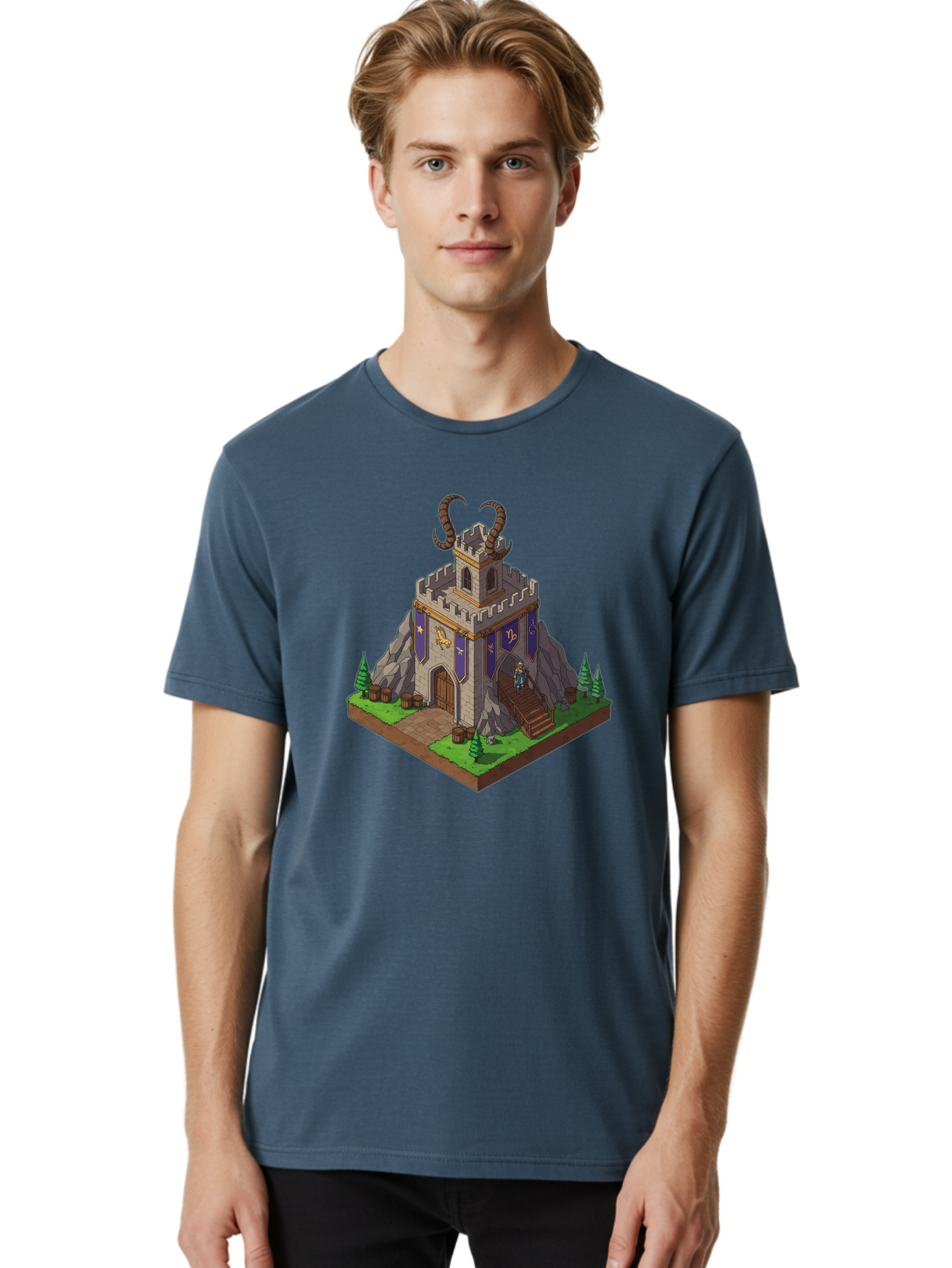 Castle-With-Ram-Horns Men'S Graphic Tee, 100% Cotton, Comfortable Casual Summer Wear, Machine Washable, Vintage Camera, Old Camera, Antique Camera, Black Camera, Classic Photography, Photography Equipment, Nostalgic Device, Film Camera, Bal963