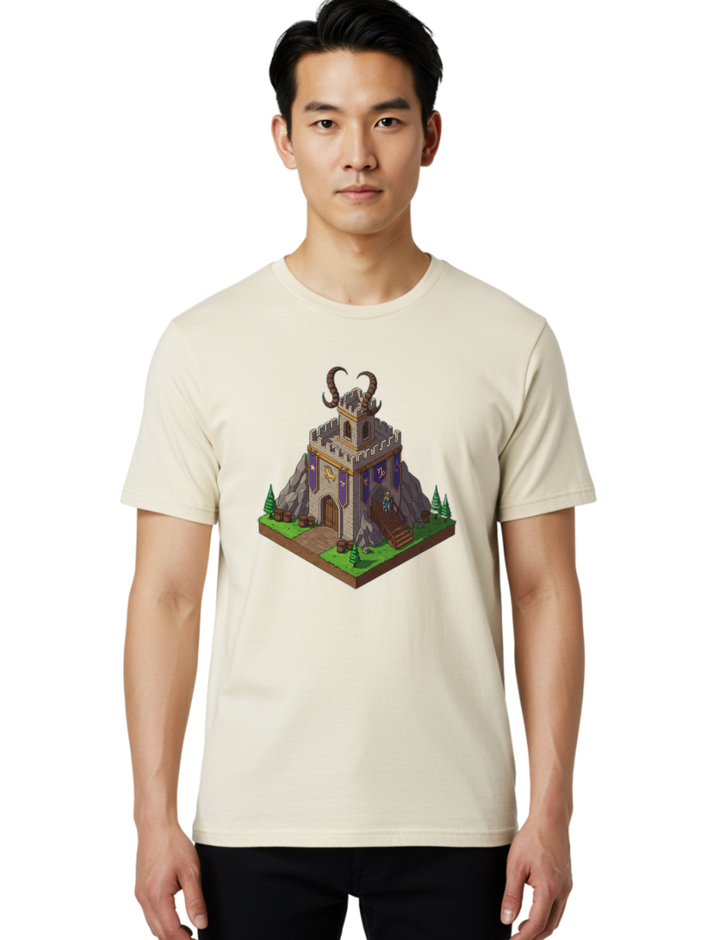 Castle-With-Ram-Horns Men'S Graphic Tee, 100% Cotton, Comfortable Casual Summer Wear, Machine Washable, Vintage Camera, Old Camera, Antique Camera, Black Camera, Classic Photography, Photography Equipment, Nostalgic Device, Film Camera, Bal963