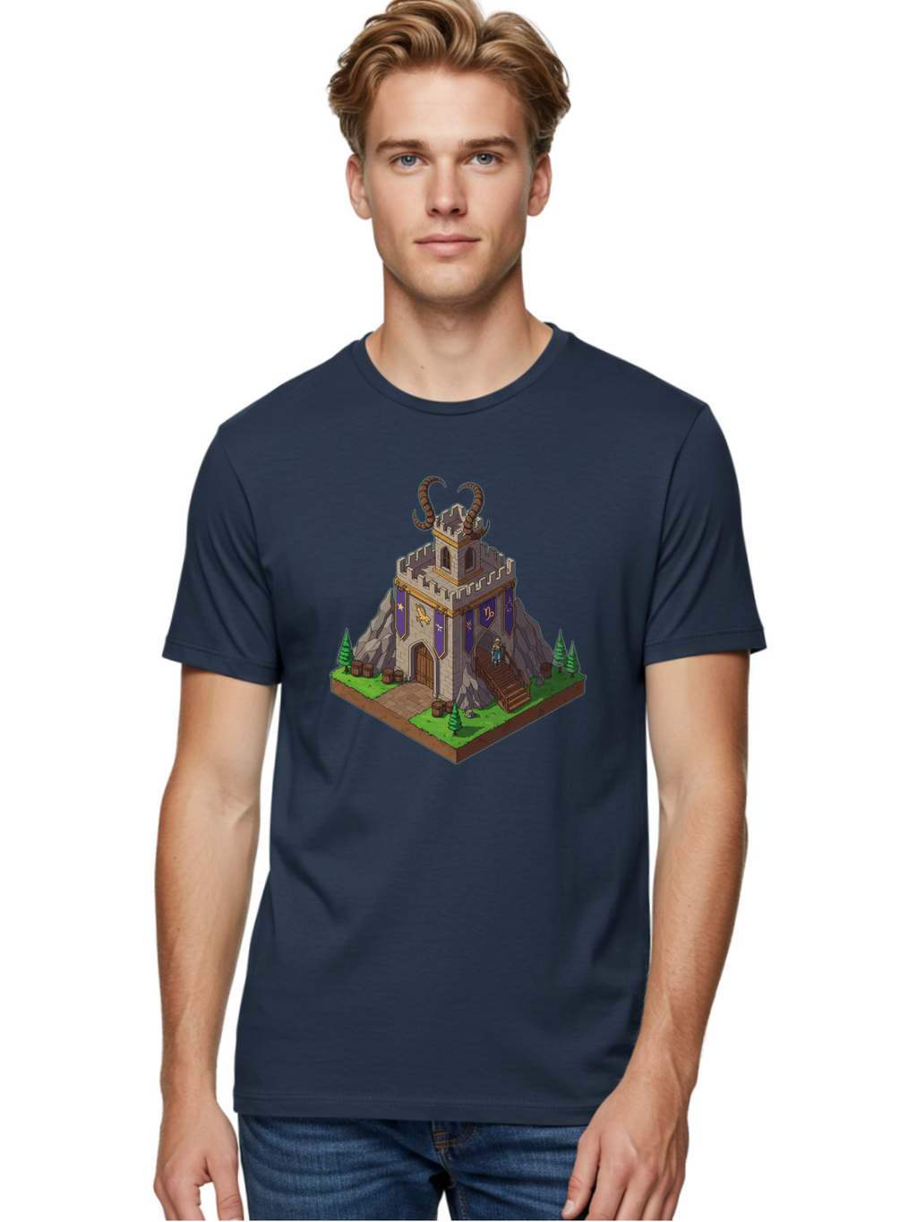 Castle-With-Ram-Horns Men'S Graphic Tee, 100% Cotton, Comfortable Casual Summer Wear, Machine Washable, Vintage Camera, Old Camera, Antique Camera, Black Camera, Classic Photography, Photography Equipment, Nostalgic Device, Film Camera, Bal963