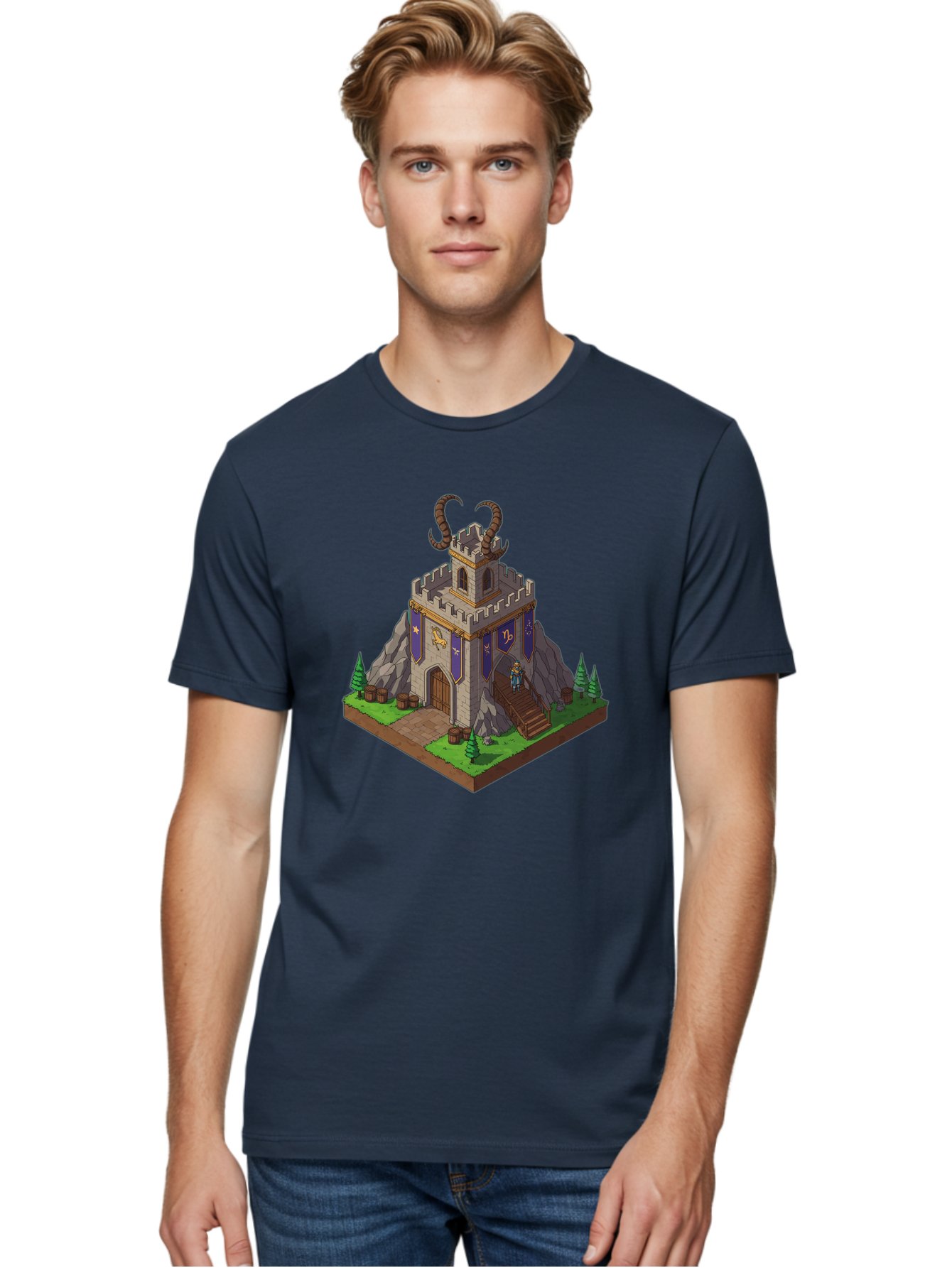 Castle-With-Ram-Horns Men'S Graphic Tee, 100% Cotton, Comfortable Casual Summer Wear, Machine Washable, Vintage Camera, Old Camera, Antique Camera, Black Camera, Classic Photography, Photography Equipment, Nostalgic Device, Film Camera, Bal963