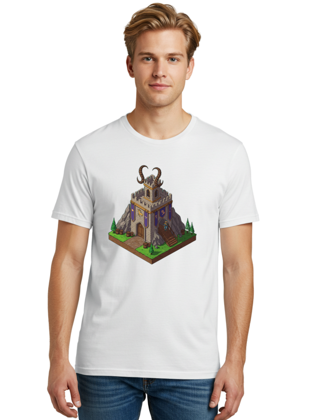 Castle-With-Ram-Horns Men'S Graphic Tee, 100% Cotton, Comfortable Casual Summer Wear, Machine Washable, Vintage Camera, Old Camera, Antique Camera, Black Camera, Classic Photography, Photography Equipment, Nostalgic Device, Film Camera, Bal963