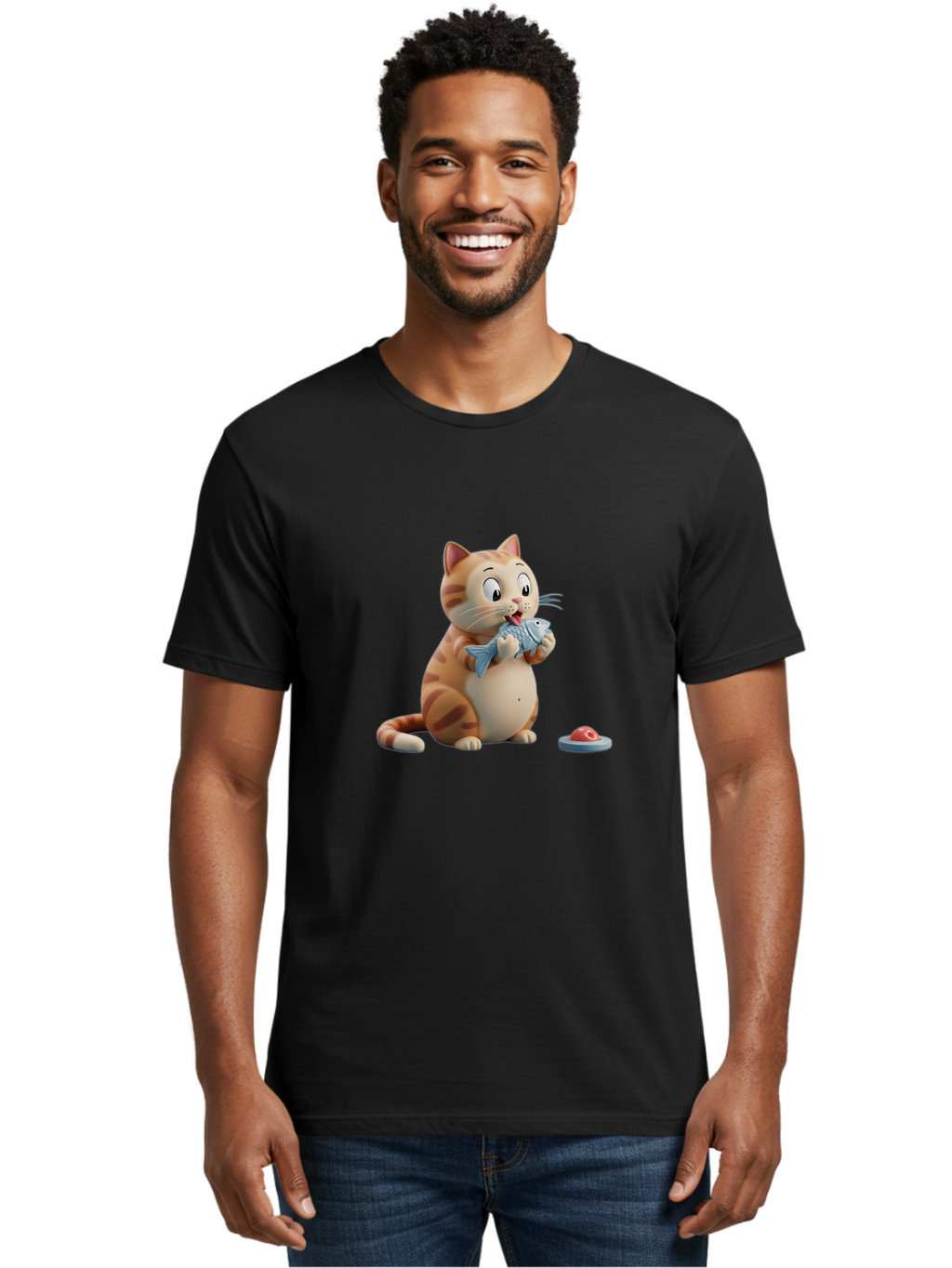 Cat-Eating-Fish-1 Men'S Graphic Tee, 100% Cotton, Comfortable Casual Summer Wear, Machine Washable, Vintage Camera, Old Camera, Antique Camera, Black Camera, Classic Photography, Photography Equipment, Nostalgic Device, Film Camera, Camera Art Bal967