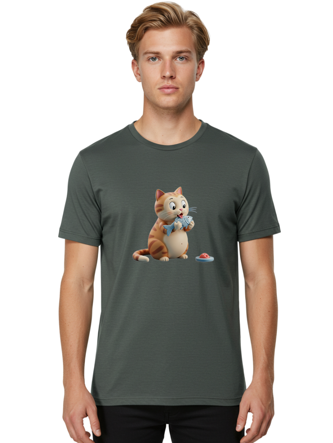 Cat-Eating-Fish-1 Men'S Graphic Tee, 100% Cotton, Comfortable Casual Summer Wear, Machine Washable, Vintage Camera, Old Camera, Antique Camera, Black Camera, Classic Photography, Photography Equipment, Nostalgic Device, Film Camera, Camera Art Bal967