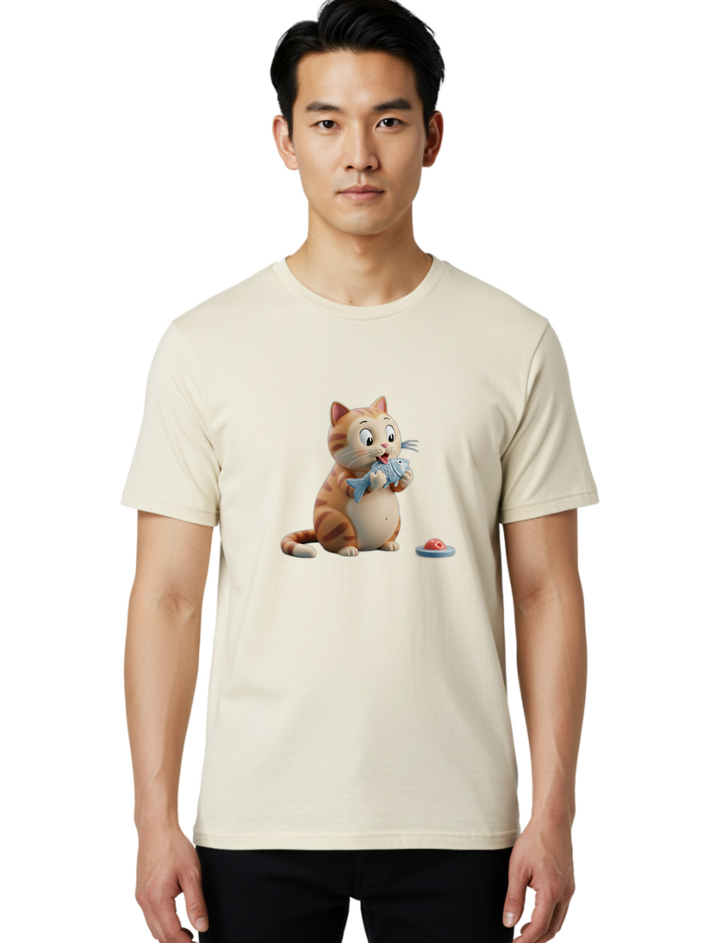 Cat-Eating-Fish-1 Men'S Graphic Tee, 100% Cotton, Comfortable Casual Summer Wear, Machine Washable, Vintage Camera, Old Camera, Antique Camera, Black Camera, Classic Photography, Photography Equipment, Nostalgic Device, Film Camera, Camera Art Bal967