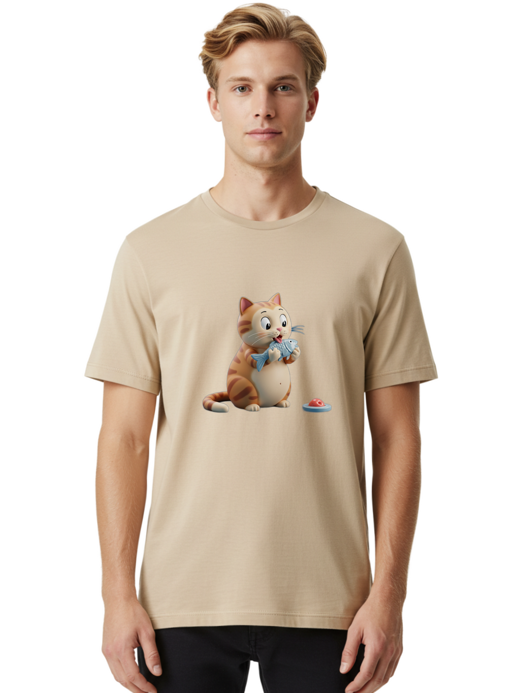 Cat-Eating-Fish-1 Men'S Graphic Tee, 100% Cotton, Comfortable Casual Summer Wear, Machine Washable, Vintage Camera, Old Camera, Antique Camera, Black Camera, Classic Photography, Photography Equipment, Nostalgic Device, Film Camera, Camera Art Bal967