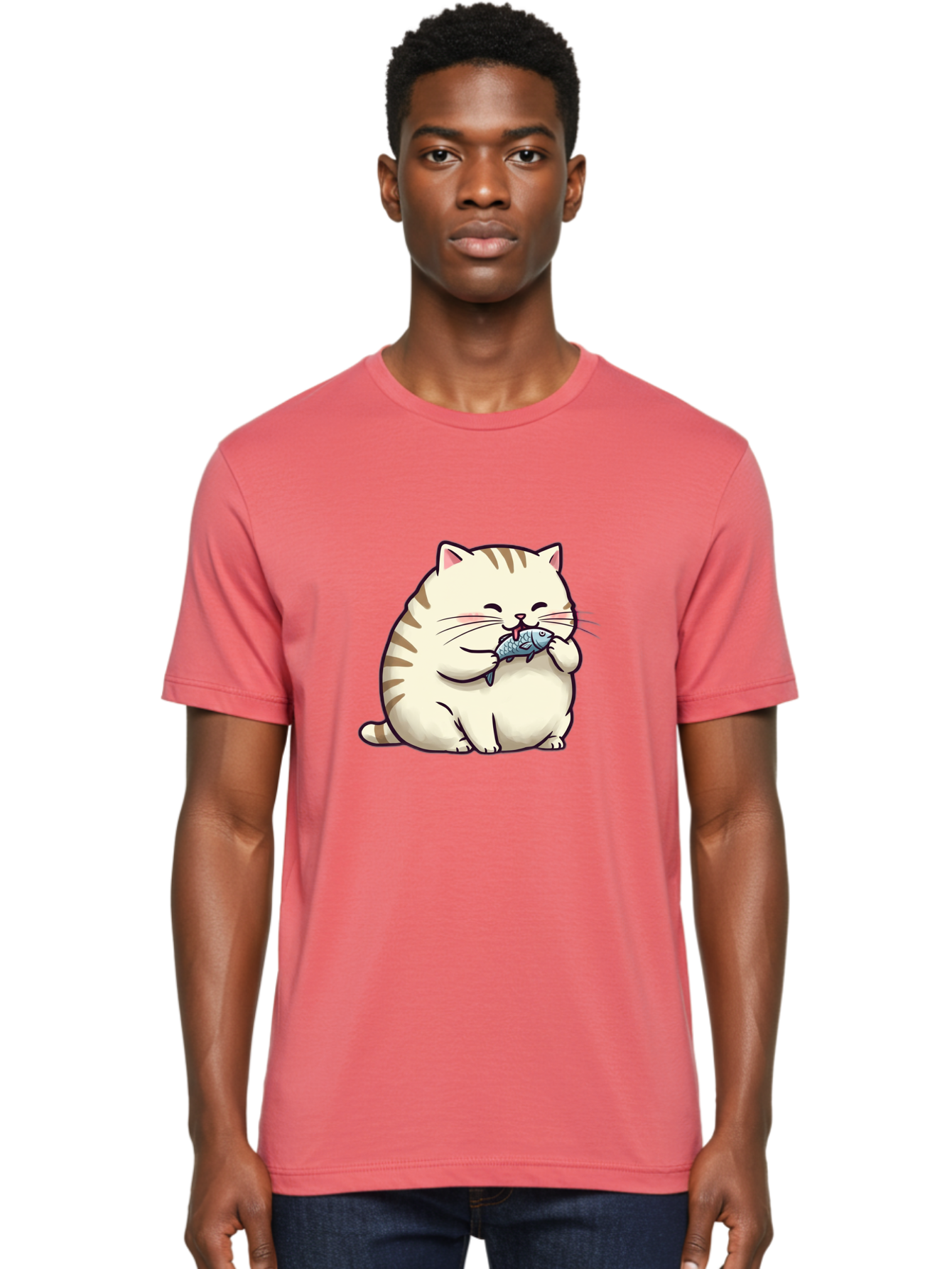 Cat-Eating-Fish-2 Men'S Graphic Tee, 100% Cotton, Comfortable Casual Summer Wear, Machine Washable, Vintage Camera, Old Camera, Antique Camera, Black Camera, Classic Photography, Photography Equipment, Nostalgic Device, Film Camera, Camera Art Bal968