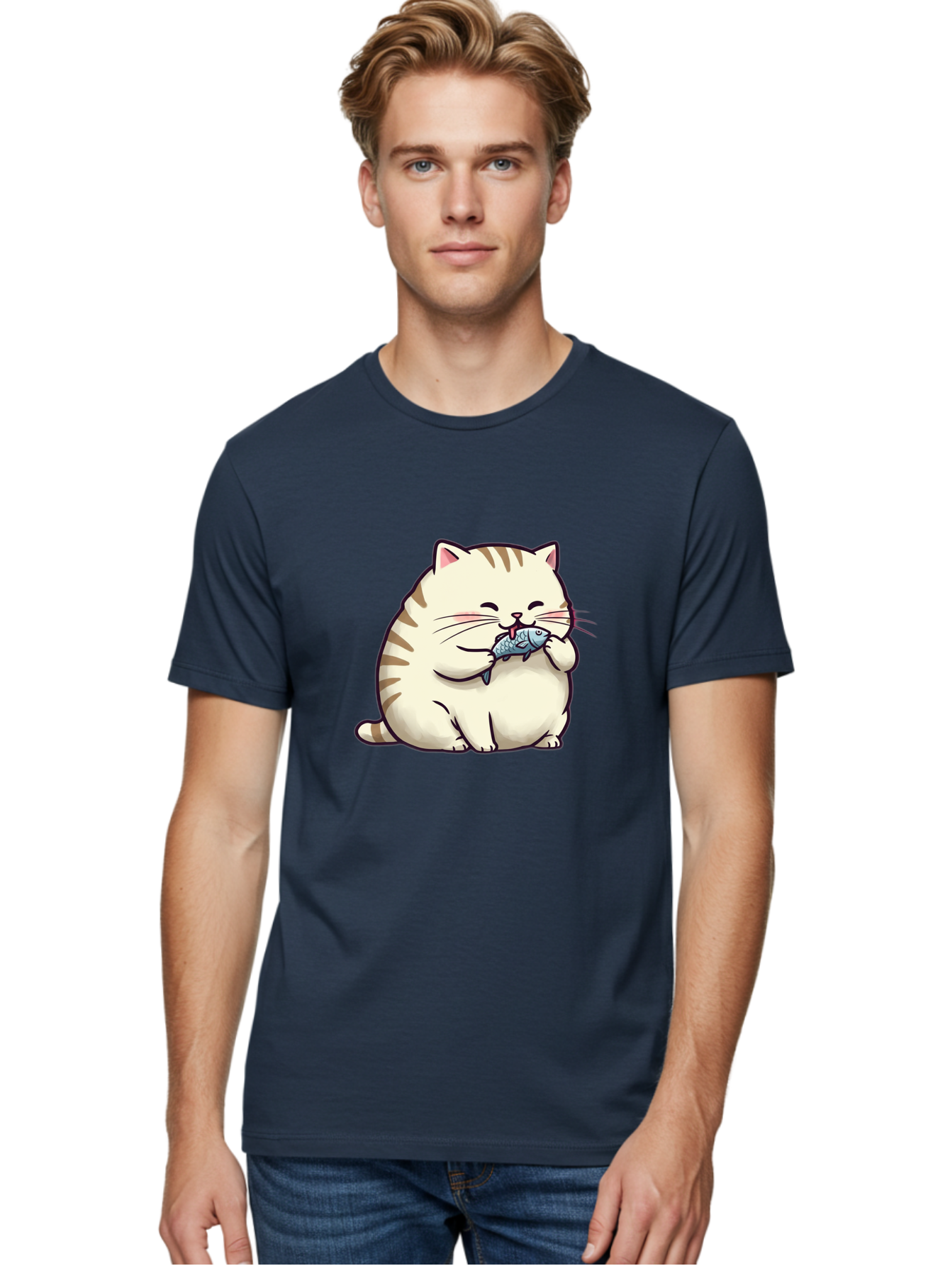 Cat-Eating-Fish-2 Men'S Graphic Tee, 100% Cotton, Comfortable Casual Summer Wear, Machine Washable, Vintage Camera, Old Camera, Antique Camera, Black Camera, Classic Photography, Photography Equipment, Nostalgic Device, Film Camera, Camera Art Bal968