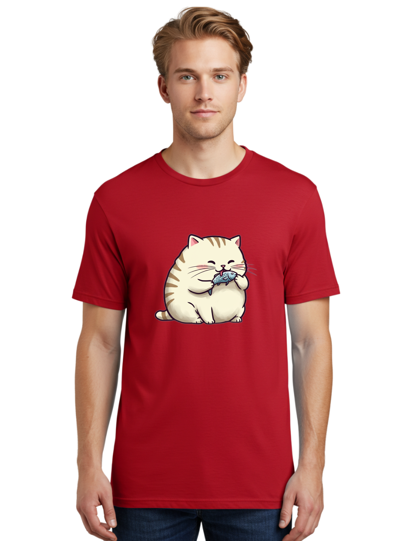 Cat-Eating-Fish-2 Men'S Graphic Tee, 100% Cotton, Comfortable Casual Summer Wear, Machine Washable, Vintage Camera, Old Camera, Antique Camera, Black Camera, Classic Photography, Photography Equipment, Nostalgic Device, Film Camera, Camera Art Bal968